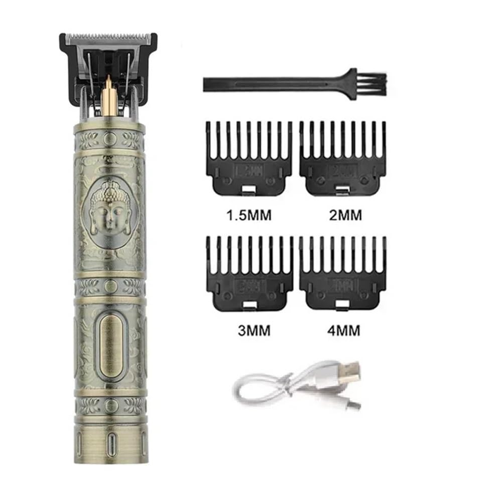2024 New Vintage T9 Professional Cordless Electric Hair Clipper - Barber Trimmer & Shaver for Men - Buddha Edition | Perfect for Home Haircuts, Beard Trimming & Professional Grooming
