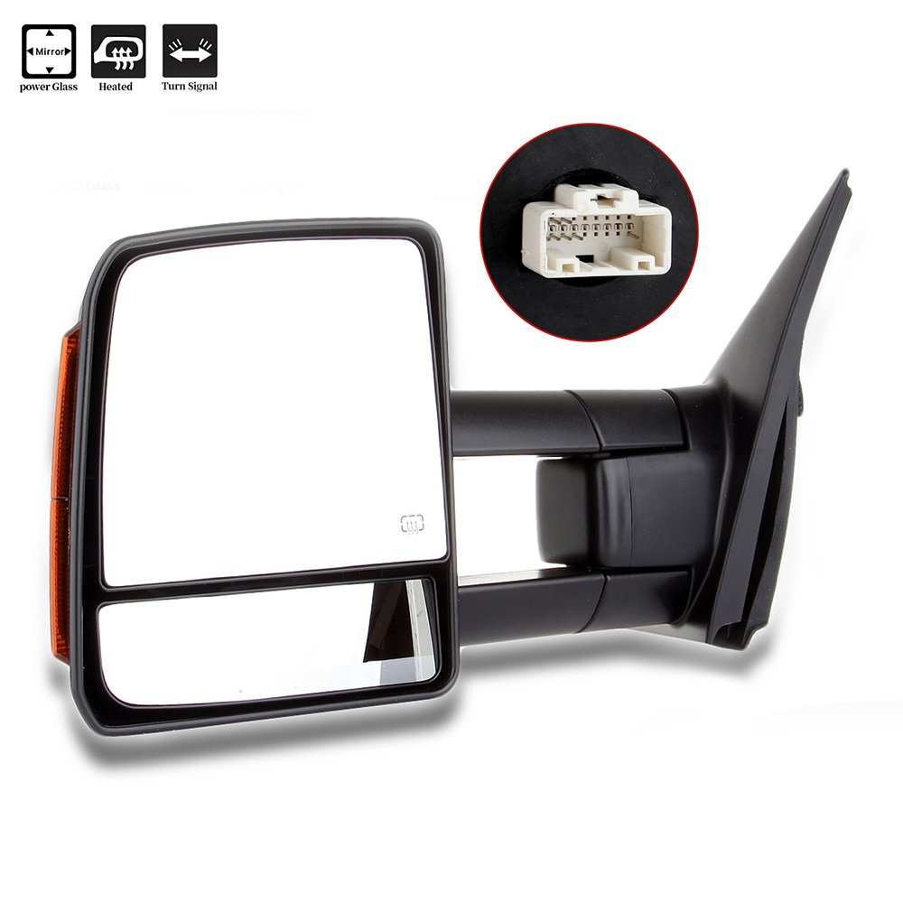 AUTOMUTO Power Heated Towing Mirror with Turn Signal Light - Left Side (LH) Driver Side, Black Housing, Compatible with 2007-2016 Toyota Tundra - Perfect for Towing, Off-Roading & Night Driving