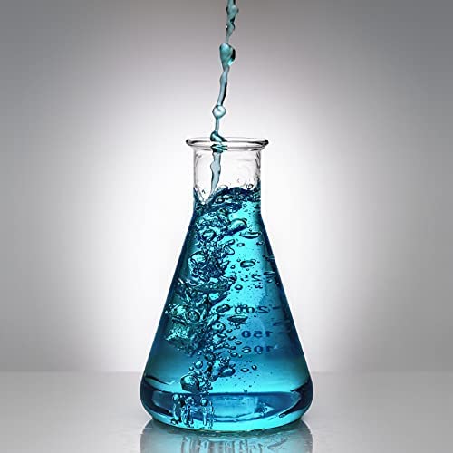 Premium Borosilicate Glass Lab Set - 50ml Conical Flask, 250ml Beaker & 25ml Reagent Bottle with Blue Screw Cap (3-Piece Kit) for Chemistry Experiments, Scientific Research & Professional Laboratories