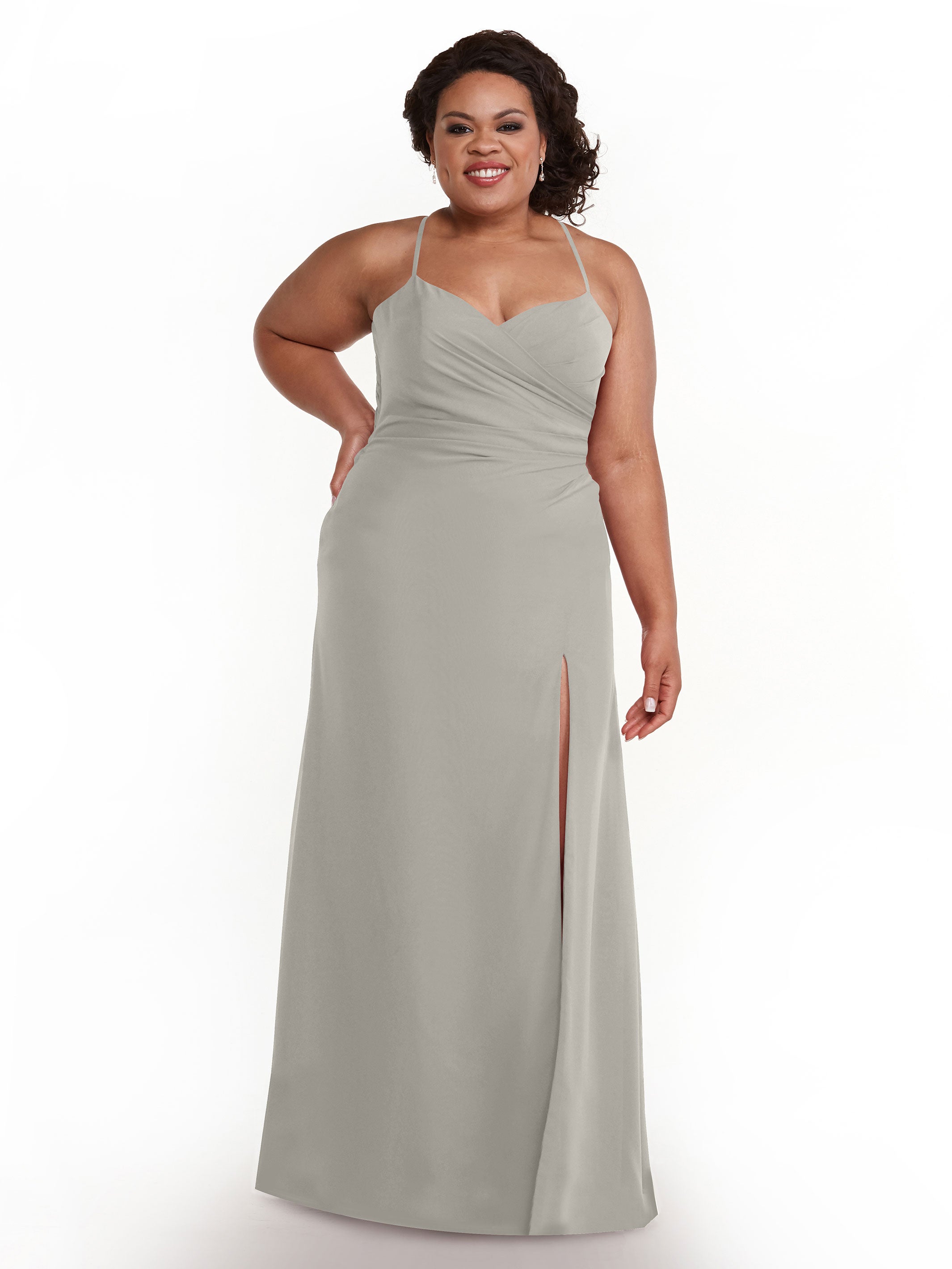 Elegant A-Line Chiffon Bridesmaid Dress with High Slit - Perfect for Weddings, Formal Events & Special Occasions