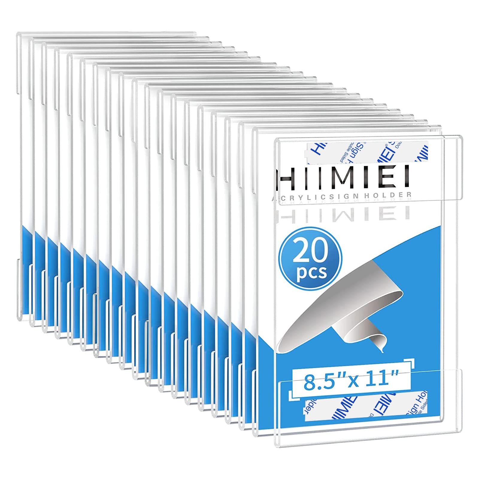 20 Pack Clear Acrylic Wall Mount 8.5x11 Sign Holders - Portrait Door Plexiglass Display with 3M Adhesive Tape - Plastic Photo Frames for Office, Hospital, Hotel & Retail Stores - Perfect for Menus, Ads, Notices & Promotional Displays