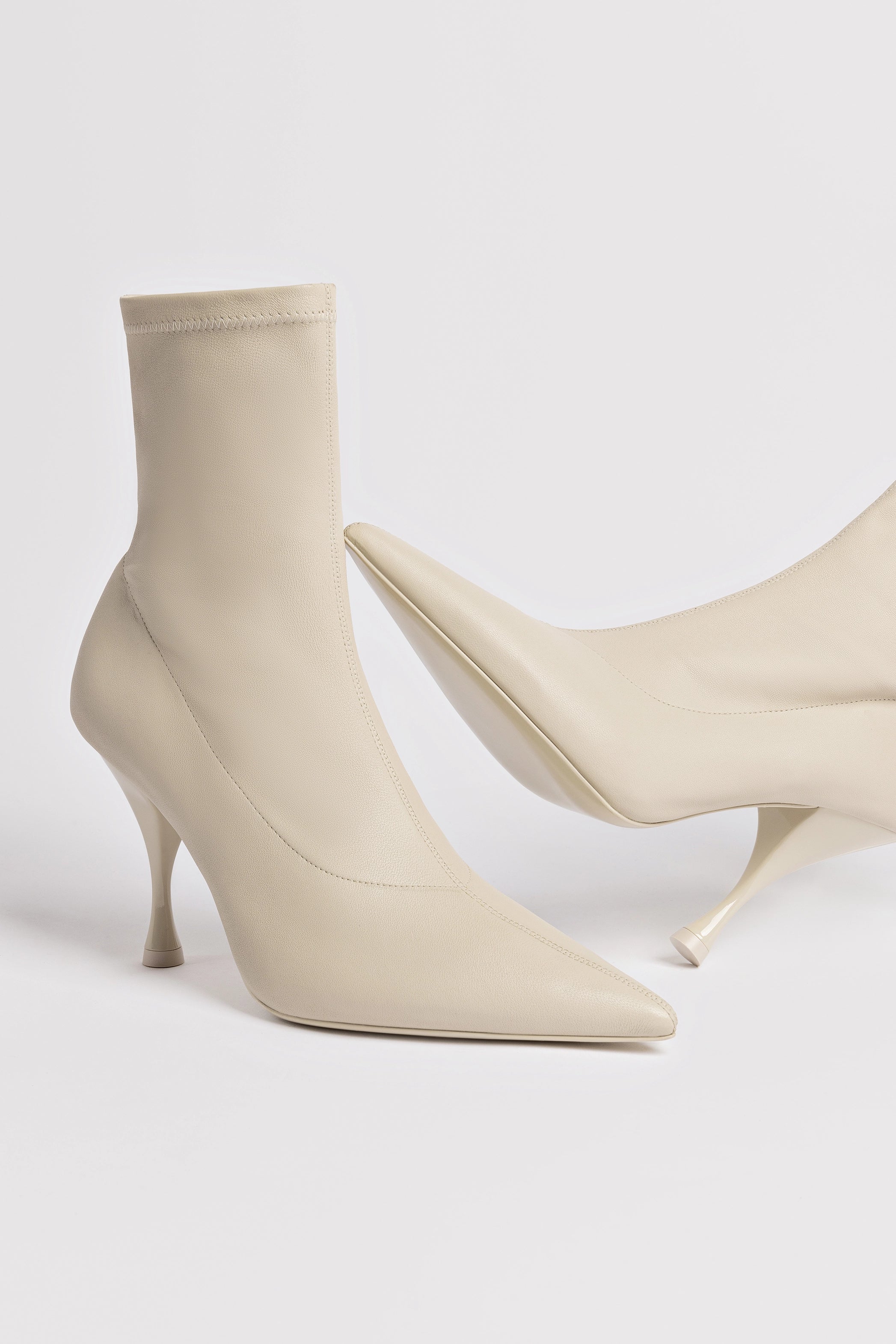 Mini Georgia Boot in Off White Stretch Leather - Women's Casual Ankle Boots for Walking, Work & Everyday Comfort