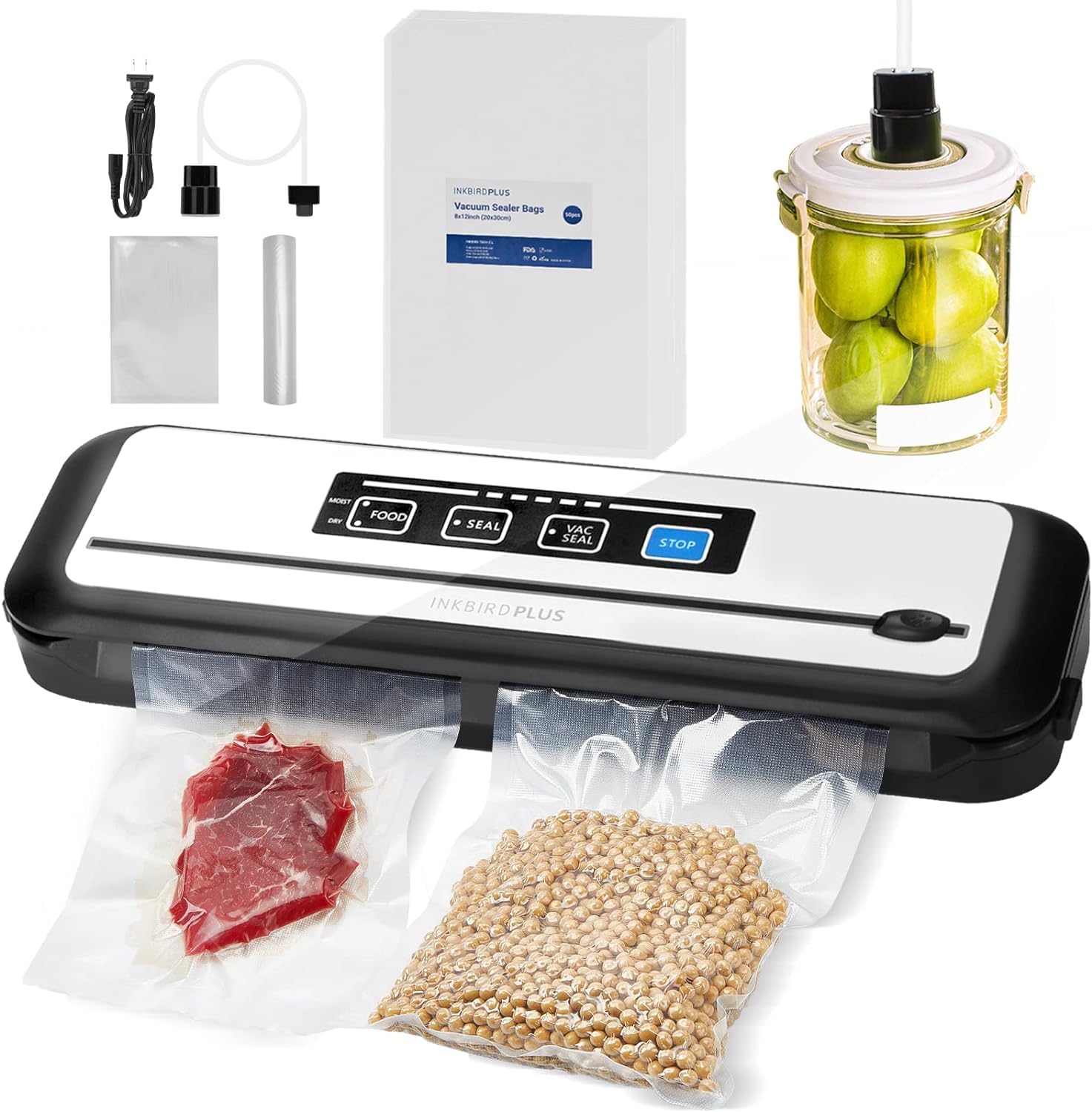 Inkbird Automatic Vacuum Sealer Machine with Built-in Cutter - Includes 55 Count 8