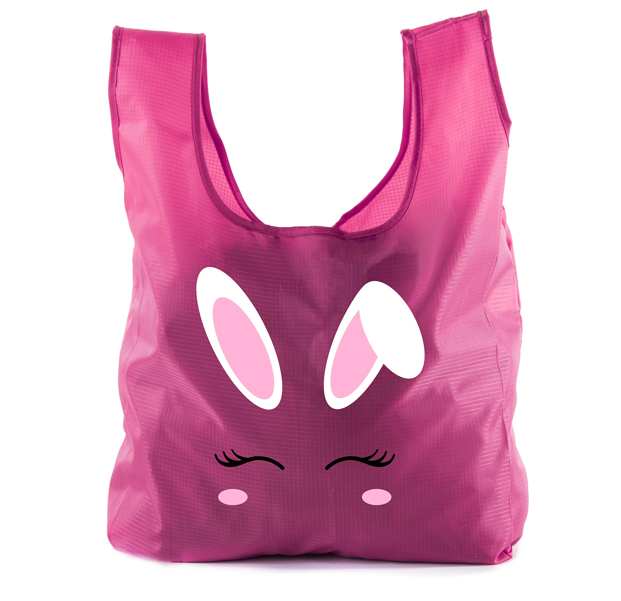 Easter Basket Bags - Bulk Reusable Grocery Tote Bags for Easter Egg Hunt with Cute Bunny Face Design | Perfect for Easter Gifts, Party Favors & Spring Celebrations
