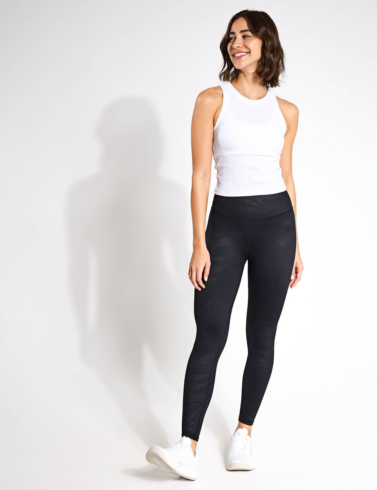 Harmony Women's White Rib Tank Top - Soft Breathable Casual Sleeveless Shirt for Summer, Yoga, and Beach Wear
