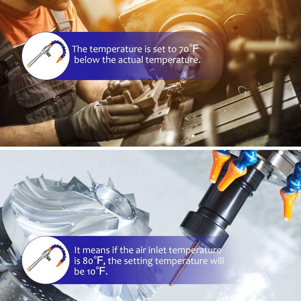 Aluminum Alloy Vortex Cold Air Cooling Gun with Flexible Tube - Hot & Cold Air Blower for Milling, Drilling, Welding & Electronics Repair | Workshop & DIY Tool