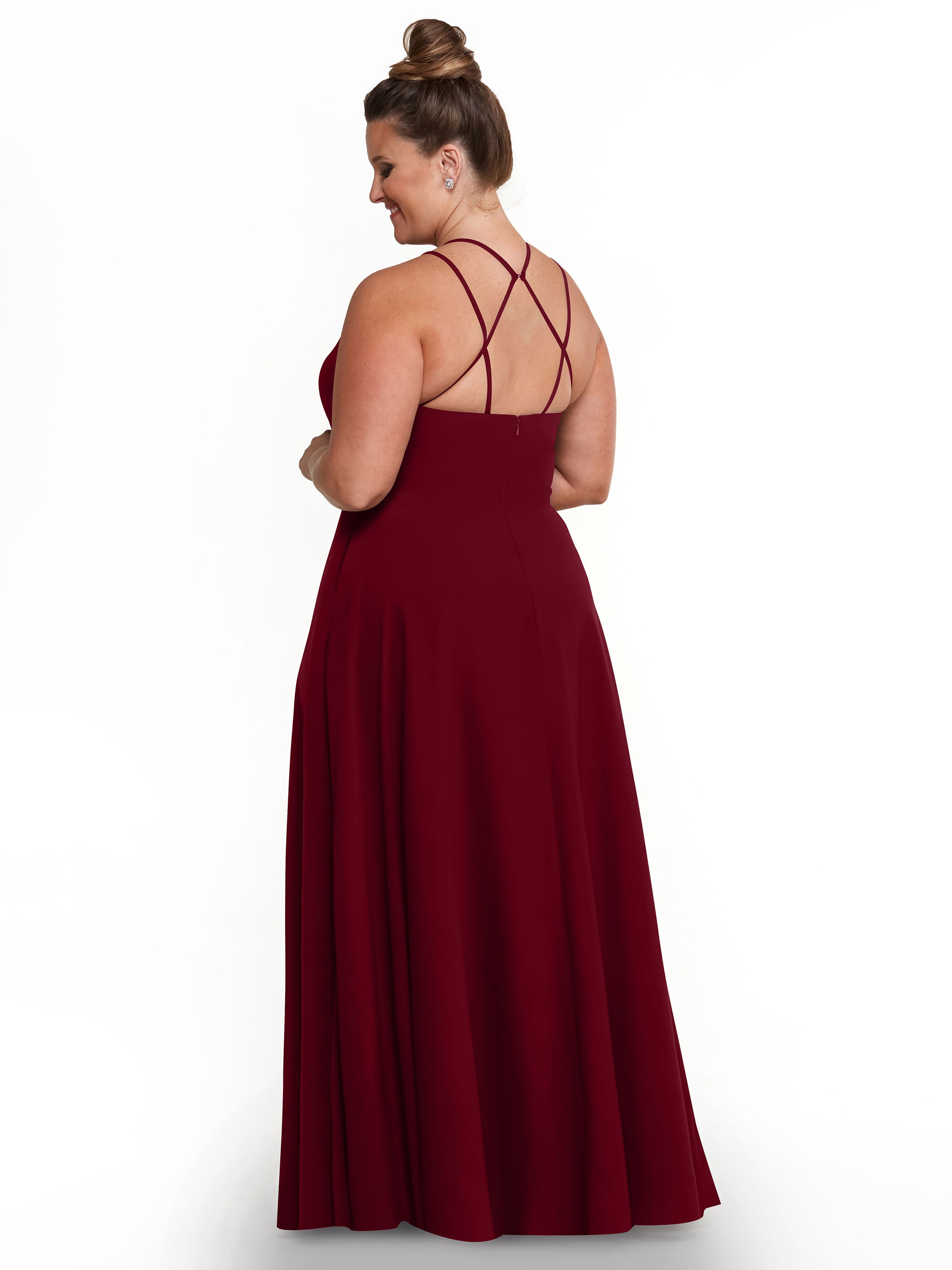 Elegant 83006 Stretch Chiffon A-Line Bridesmaid Dress with Halter Neckline - Perfect for Weddings, Formal Events & Special Occasions