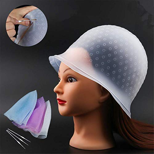 Reusable Silicone Hair Coloring Cap with Metal Hook - Highlighting Dye Cap for Men & Women (Multicolor, Pack of 1) | Perfect for DIY Salon Highlights, Balayage & Ombre at Home