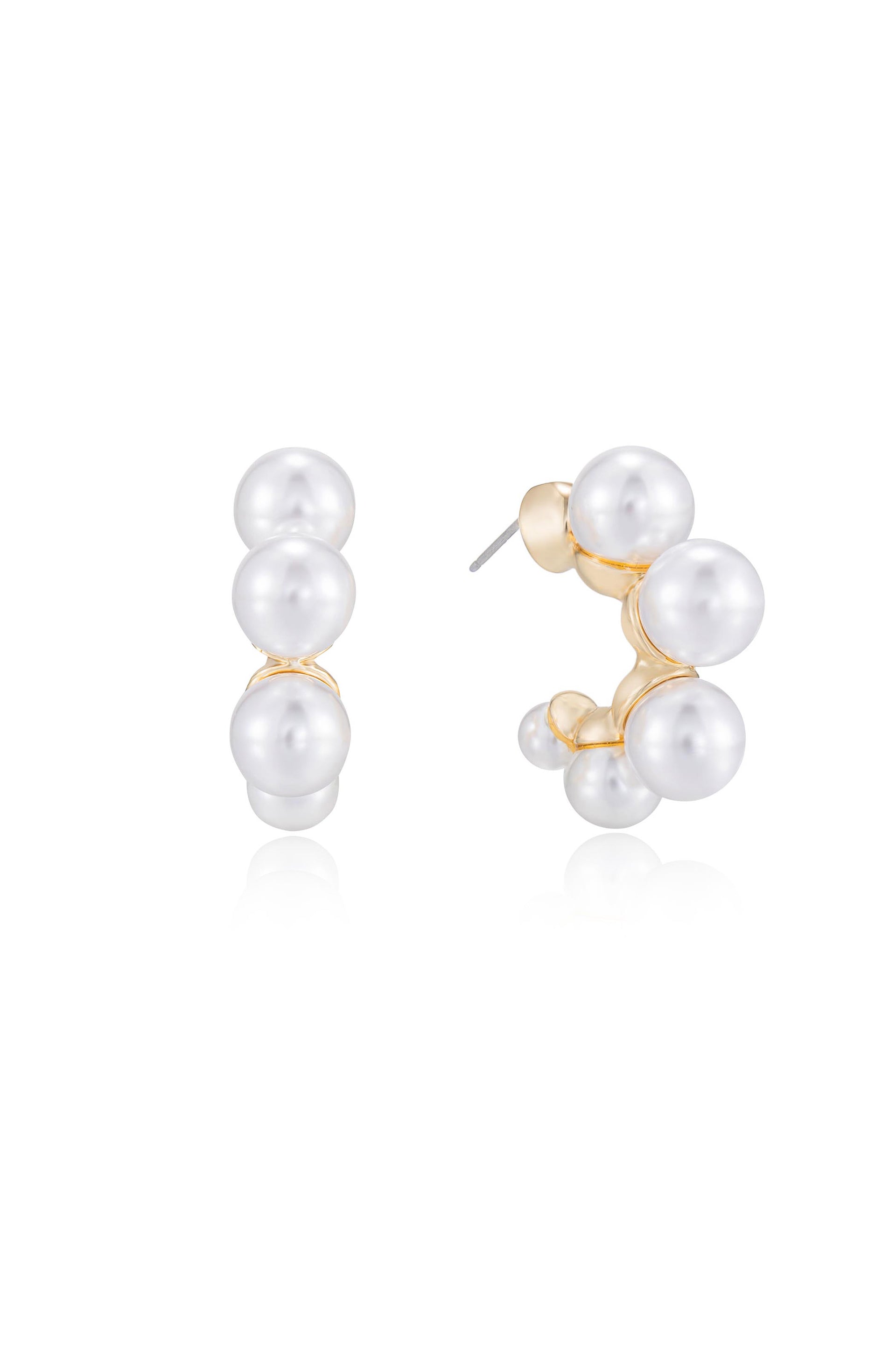 Five Pearls Hoop Earrings - Elegant Dangle Earrings for Women, 925 Sterling Silver Pearl Jewelry | Perfect for Weddings, Parties & Everyday Wear