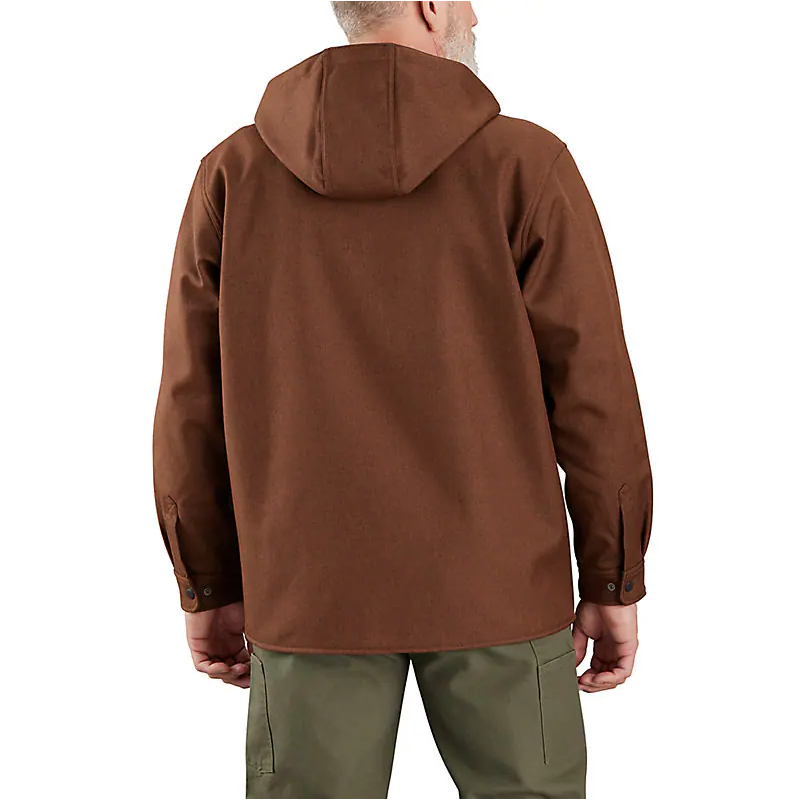 Rain Defender® Heavyweight Hooded Shirt Jacket for Men - Water-Resistant Outdoor Fleece Lined Coat in Mocha Heather | Perfect for Hiking, Camping & Cold Weather Activities