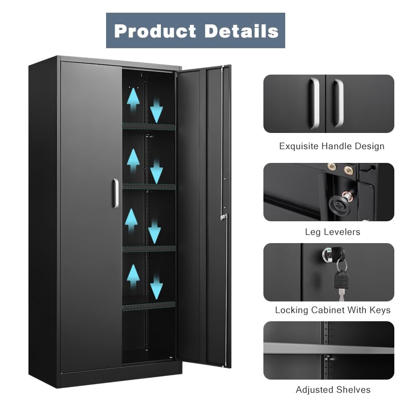 Heavy Duty Metal Storage Cabinet with Adjustable Shelves - 71