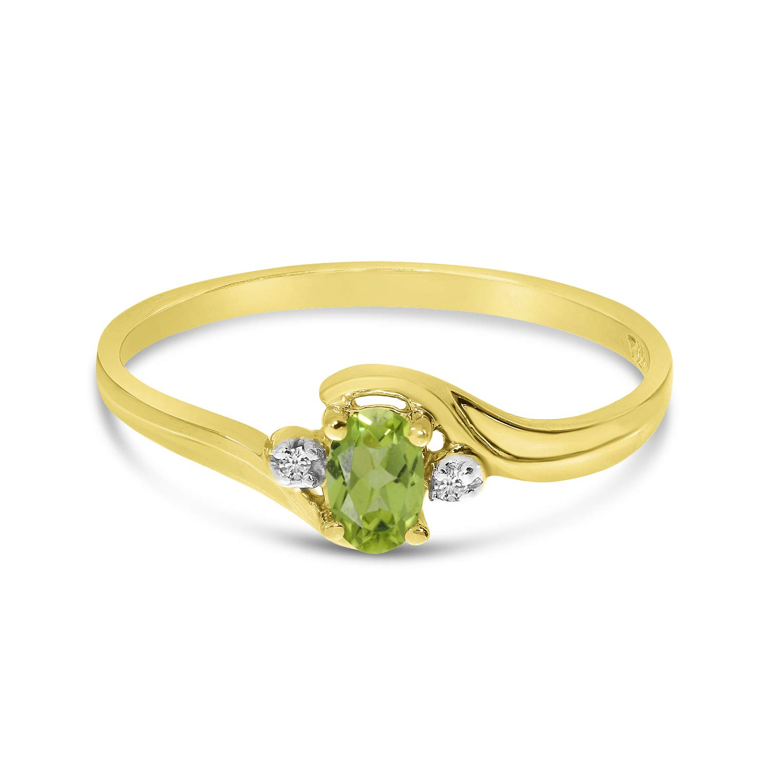 10K Yellow Gold Peridot and Diamond Ring for Women – Elegant Birthstone Jewelry Gift for Anniversary, Engagement, or Special Occasions