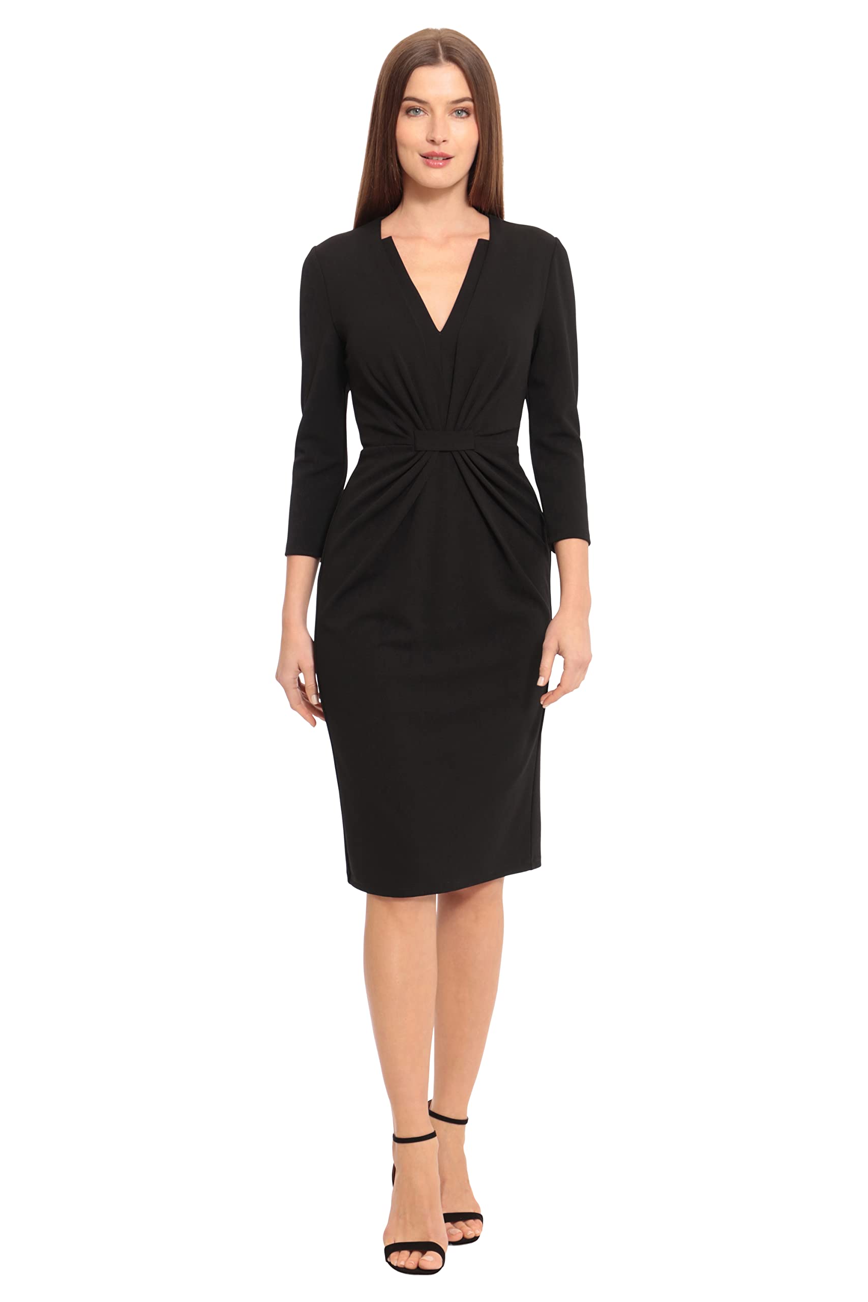 Maggy London Women's Plus Size Notched V-Neck Sheath Dress for Office, Work & Special Events | Elegant Formal Wear for Weddings, Parties & Business Meetings