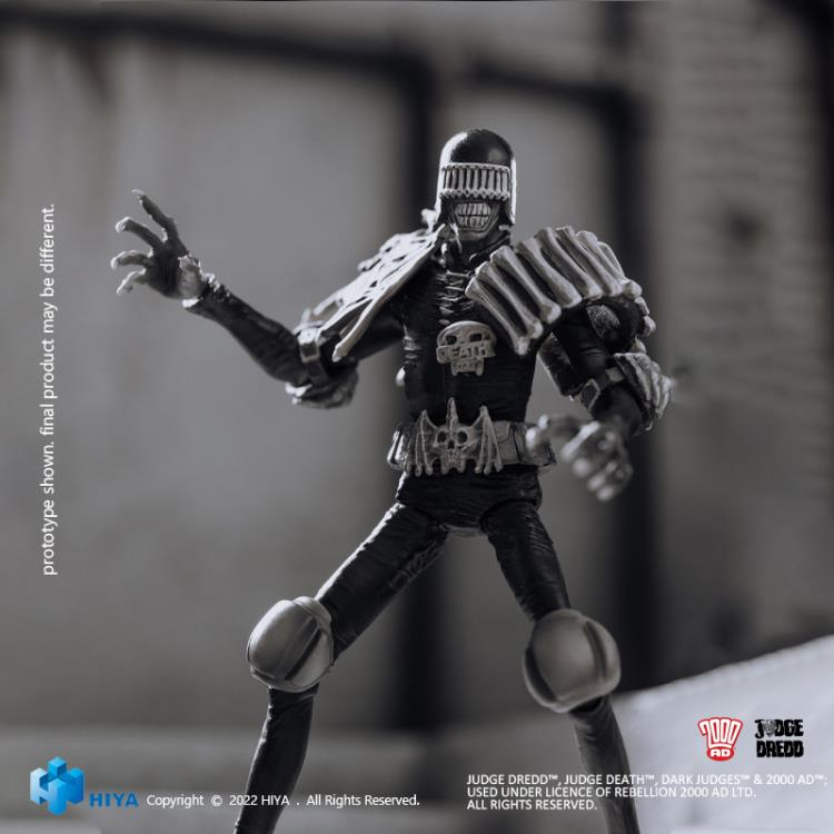 1/18 HIYA 4inch Action Figure - Exquisite Mini Series Judge Dredd vs Judge Death (Black & White) - Collectible Model for Display & Comic Book Scenes