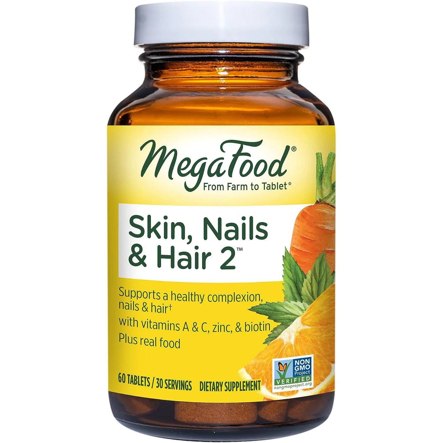 MegaFood Skin, Nails & Hair Supplement - Natural Collagen Booster for Healthy Skin, Strong Nails & Shiny Hair | Daily Beauty Support for Women & Men | Perfect for Busy Lifestyles & Beauty Routines