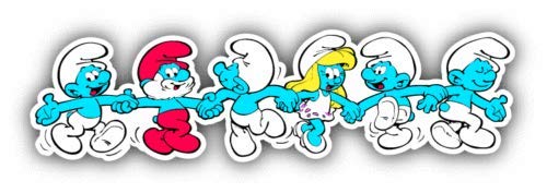 The Smurfs Dance Cartoon Vinyl Decal Sticker - Waterproof Car Bumper Sticker for Laptops, Windows, Water Bottles, Scrapbooks, Luggage, Lockers, Cars, Trucks - Perfect for Kids Rooms, Gifts & Office Decor