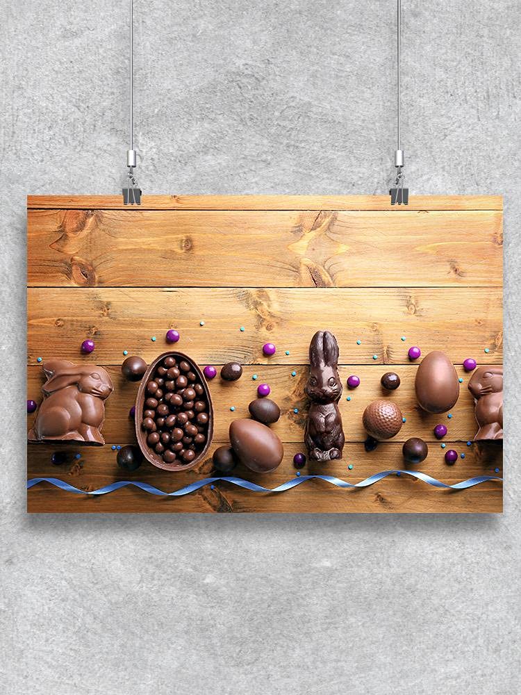 Delicious Chocolate Easter Eggs & Adorable Bunny Poster - Perfect for Easter Gifts, Party Decorations & Spring Celebrations