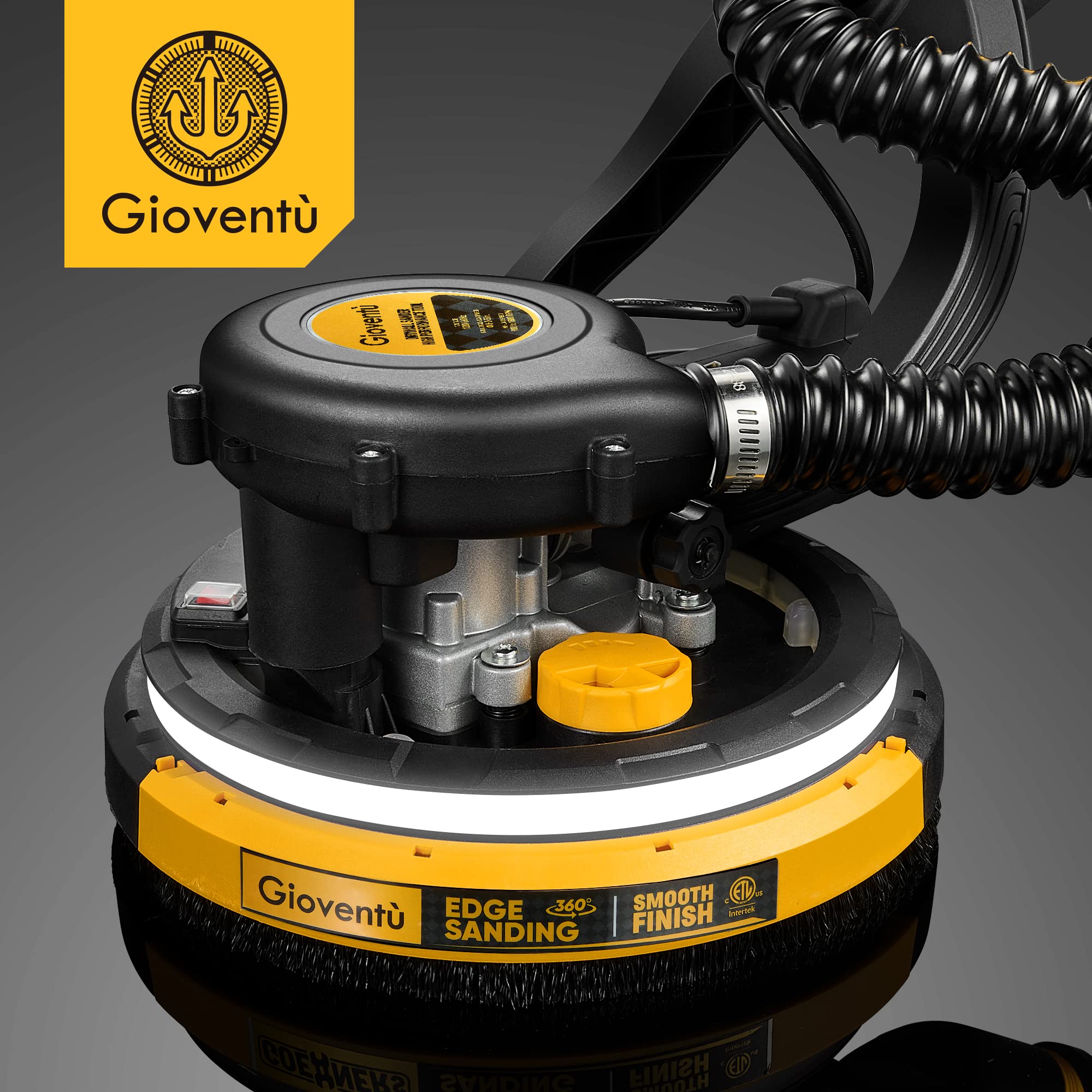 780W Electric Drywall Sander with Vacuum Attachment | Auto Dust Absorption & 26ft Power Cord | Dustless Wall Sander for Popcorn Ceiling, Drywall, Plaster & Renovation Projects | Perfect for Home DIY & Professional Construction Use