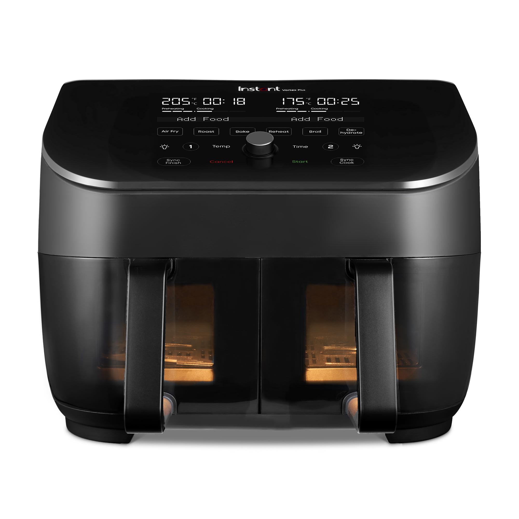 Instant Pot Vortex Plus 7.4L Dual Basket Air Fryer - Large Family Size with Clear Window - Air Fry, Dehydrate, Grill, Bake, Roast & Reheat - Non-Stick & Dishwasher Safe for Easy Cleaning - Perfect for Family Dinners, Meal Prep & Healthy Cooking