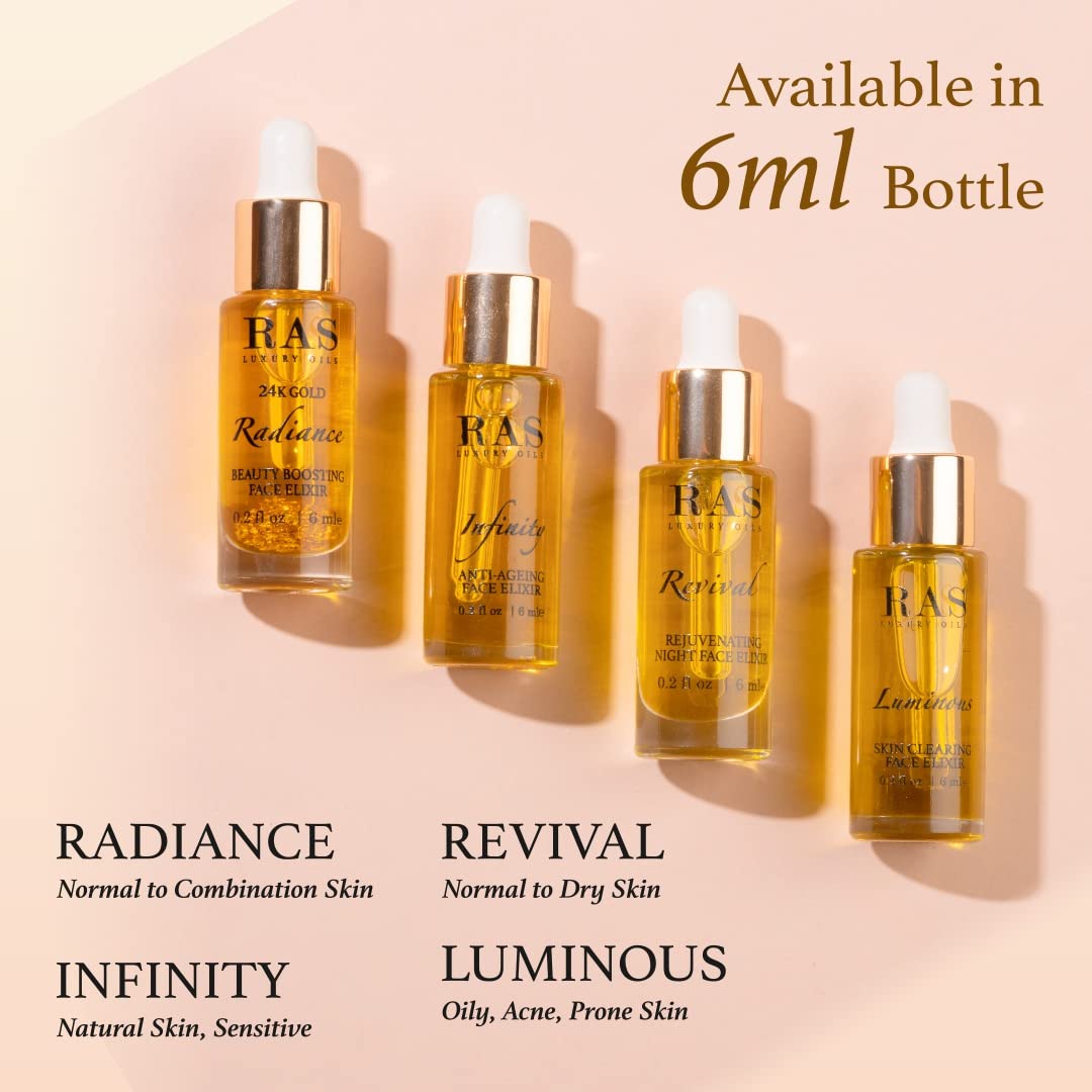 RAS Luxury Radiance Beauty Boosting Day Face Oil - 100% Natural & Organic Anti-Aging Facial Oil for Glowing Skin | Perfect for Daily Skincare Routine & Makeup Prep