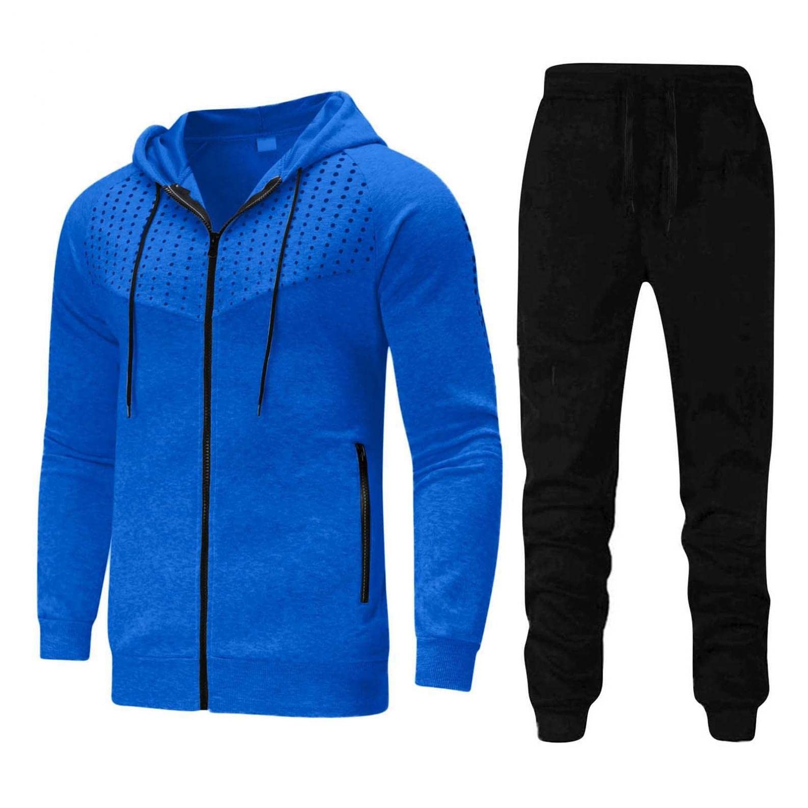 Stoota Men's Tracksuit Set - Solid Color Zip-Up Hoodie & Sweatpants | Comfortable Athletic Suit for Jogging, Running & Gym Workouts | Perfect for Sports, Casual Wear & Outdoor Activities