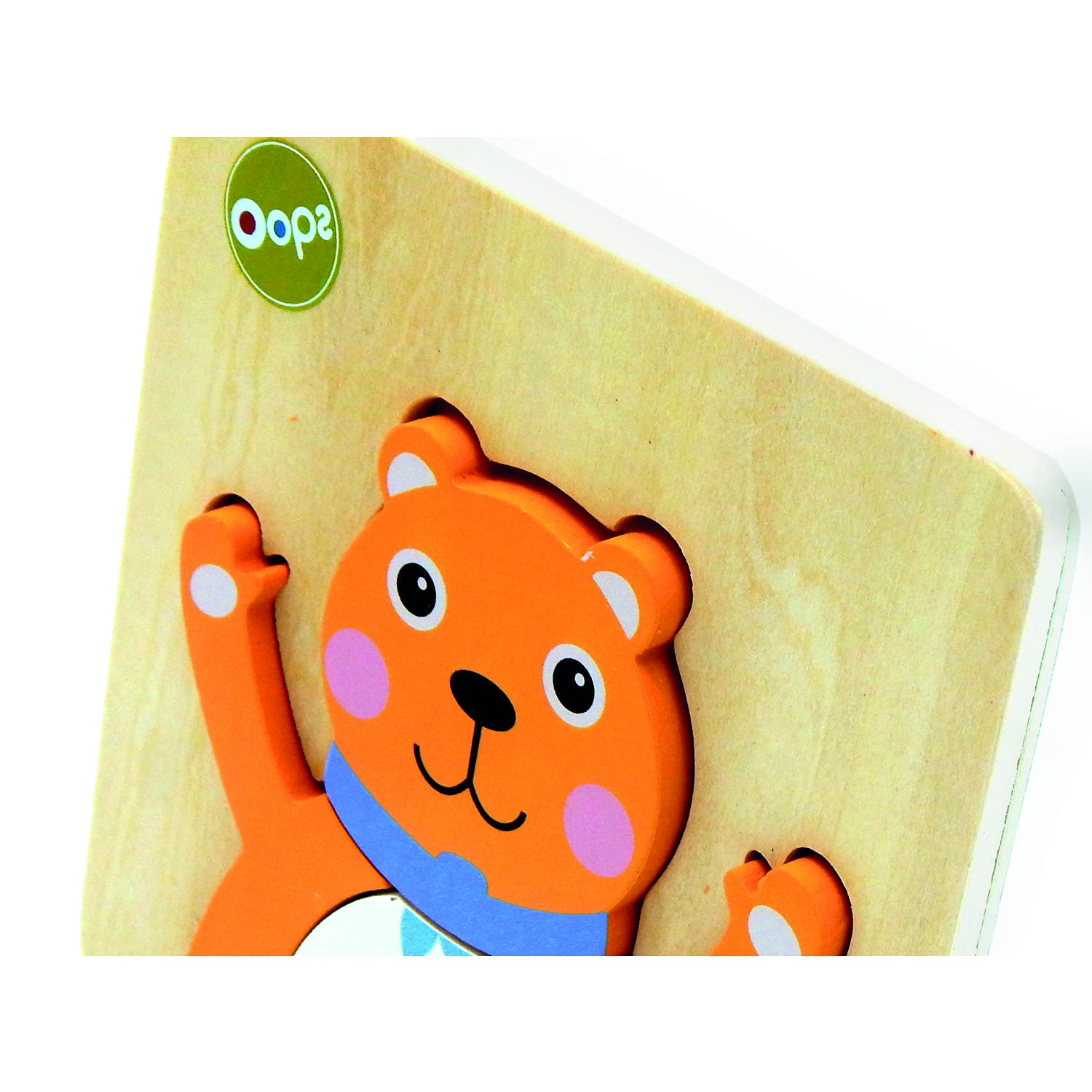 Oops Toddler Puzzle Build & Match - Wooden Bear Shape Educational Toy for Kids Ages 2-4 | Early Learning Montessori Activity for Preschool & Daycare