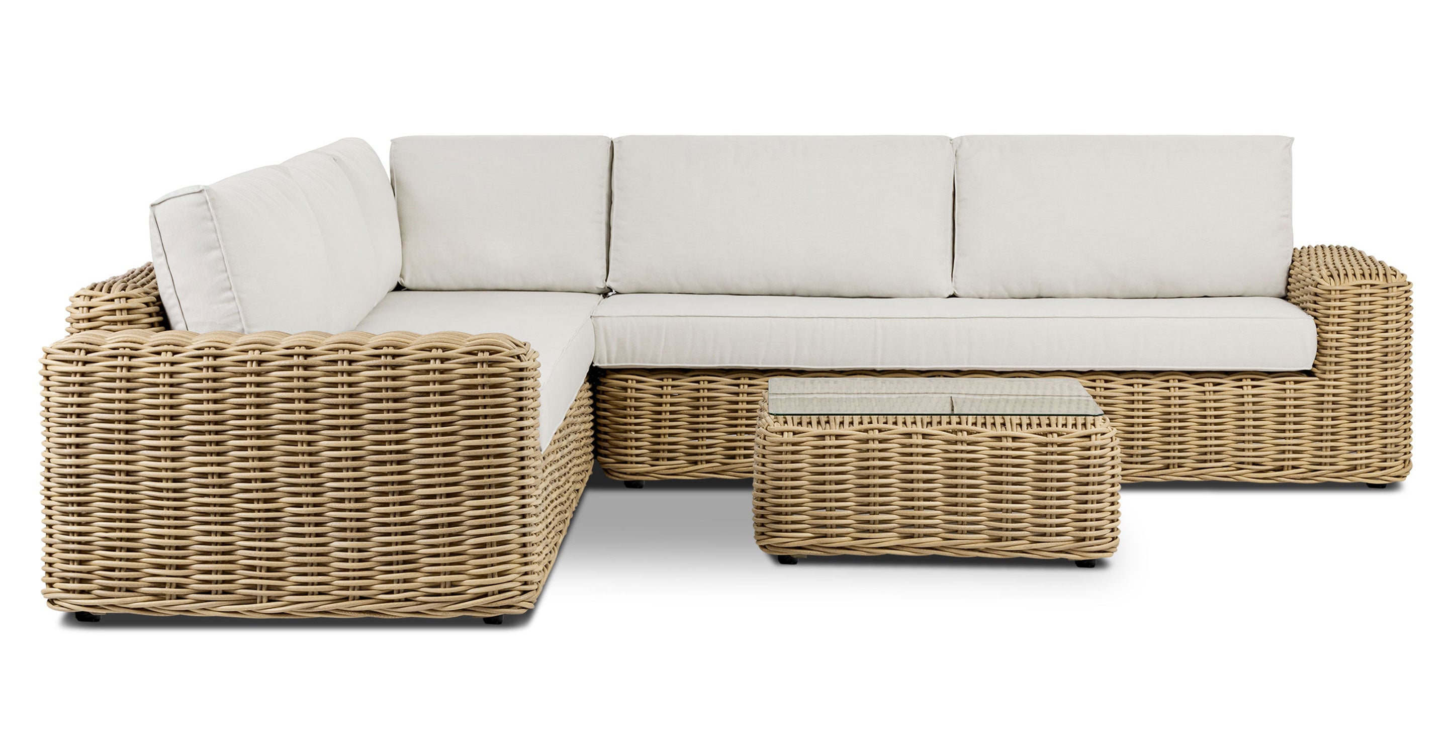 Puglia 115 Corner Sectional Sofa Set with Coffee Table - Modern L-Shaped Living Room Furniture for Small Spaces, Home Theater & Family Gatherings