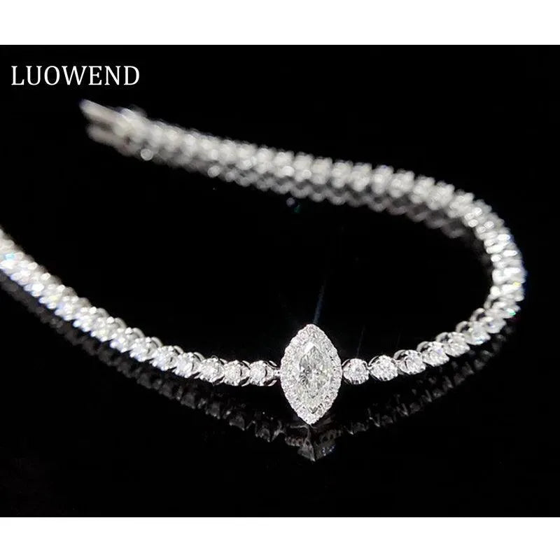 18K White Gold Diamond Bracelet for Women - Classic Shiny Engagement Bracelet with Real Natural Diamonds | Perfect for Senior Banquets, Weddings & Special Occasions