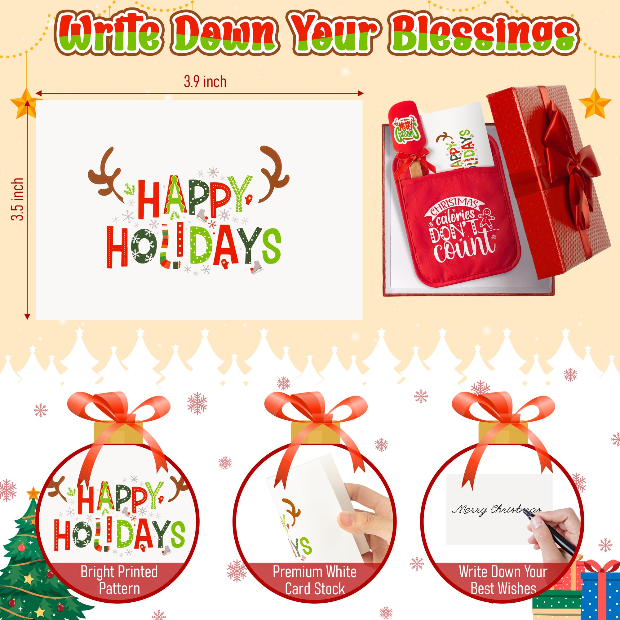 R HORSE 3-Piece Christmas Pot Holder Set with Silicone Spatula & Greeting Card - Funny Heat Resistant Oven Mitts & Hot Pads for Baking, Cooking - Perfect Xmas Kitchen Gift for Family, Friends, Colleagues (Red) - Ideal for Holiday Baking, Cookie Making & Christmas Party Gifts