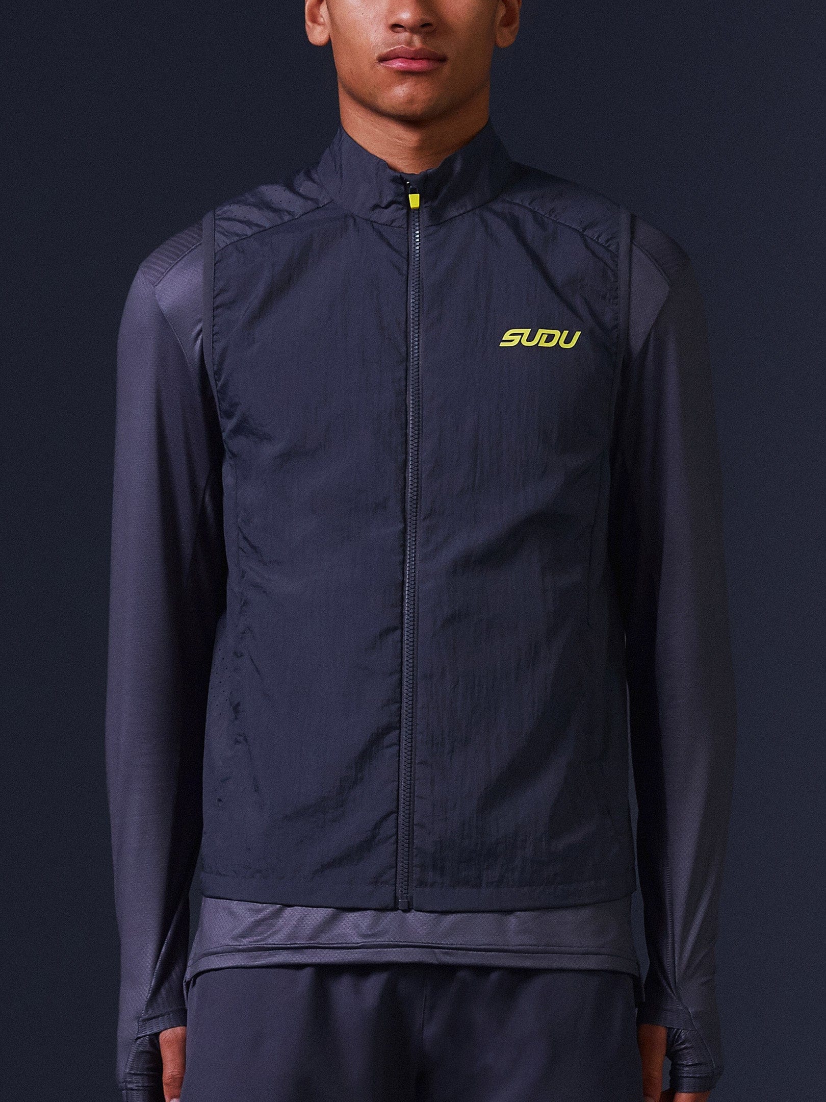 SRG 01 Men's Lightweight Vest Jacket - Grey & Yellow Color Block Design for Outdoor Hiking, Running & Casual Wear