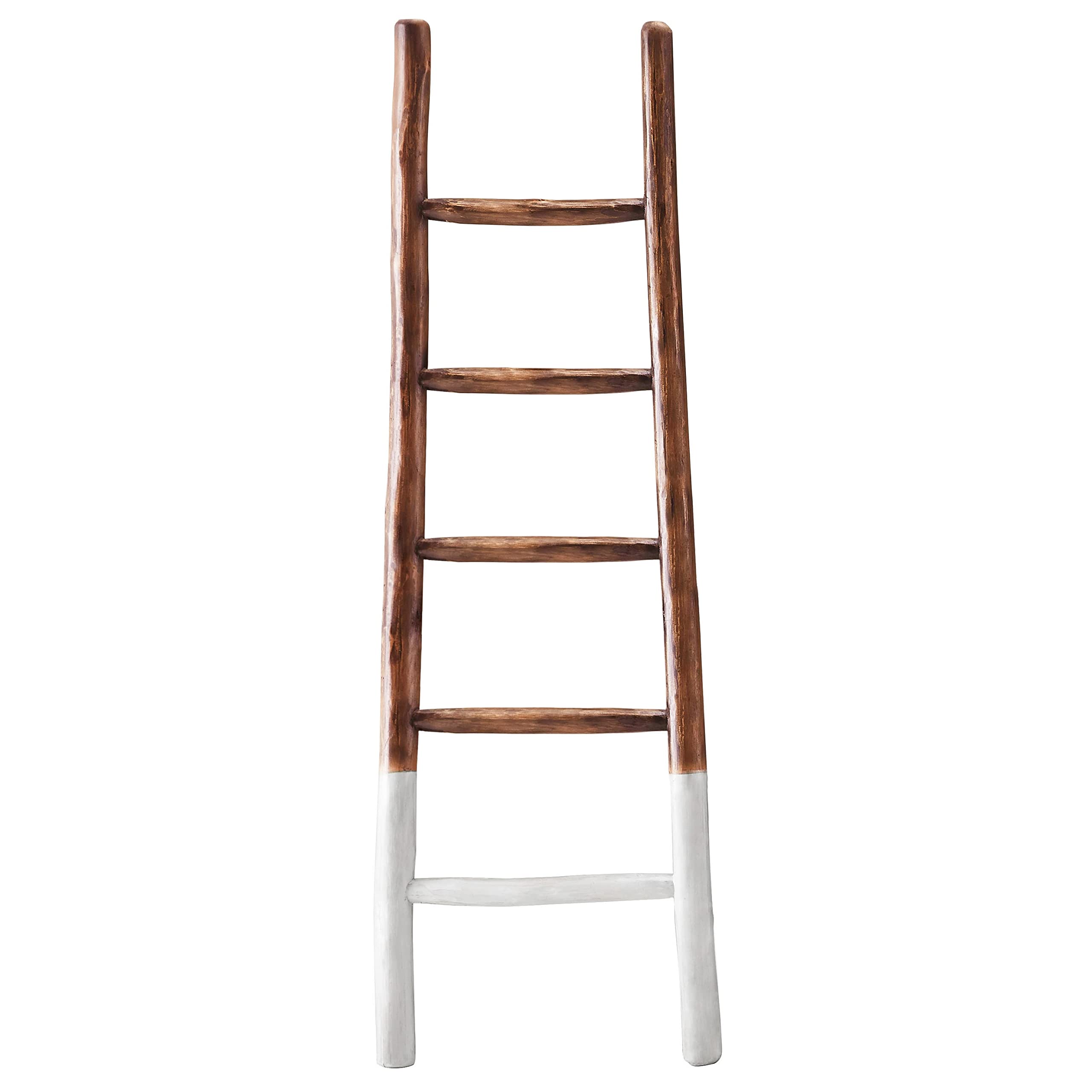 Progressive Furniture Cinnamon & White Millie Blanket Ladder - Rustic Wooden Blanket Display Ladder for Farmhouse, Bedroom & Living Room Decor