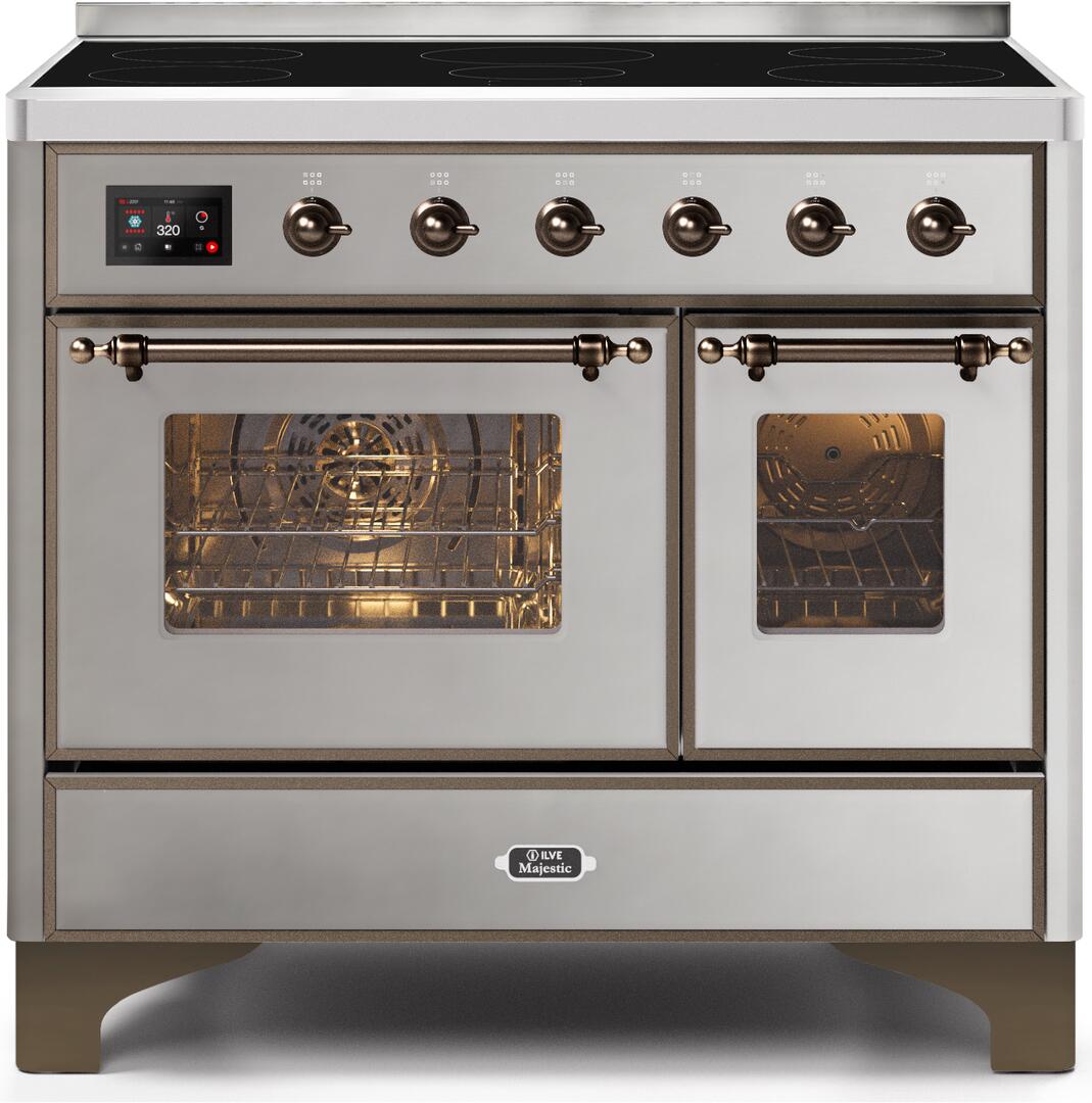 ILVE Majestic II 40-Inch Electric Freestanding Range with Bronze Trim - Stainless Steel Kitchen Appliance for Modern Homes | Perfect for Baking, Roasting & Family Cooking | Model UMDI10NS3SSB