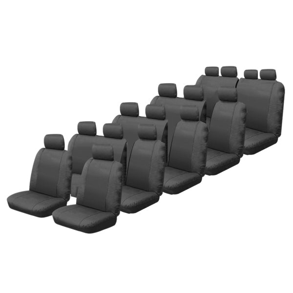 Custom Canvas Seat Covers for Toyota HiAce Commuter Bus 1984+ (Fits 5-6 Rows) - Durable & Washable Car Seat Protectors for Work Vans, Shuttles, and Family Road Trips