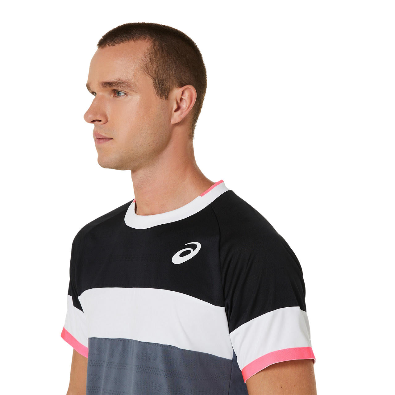 ASICS Men's Match Short Sleeve Performance Shirt - Breathable Quick-Dry Activewear for Running, Gym & Tennis (Black/Grey) - Ideal for Workouts, Training & Sports Activities