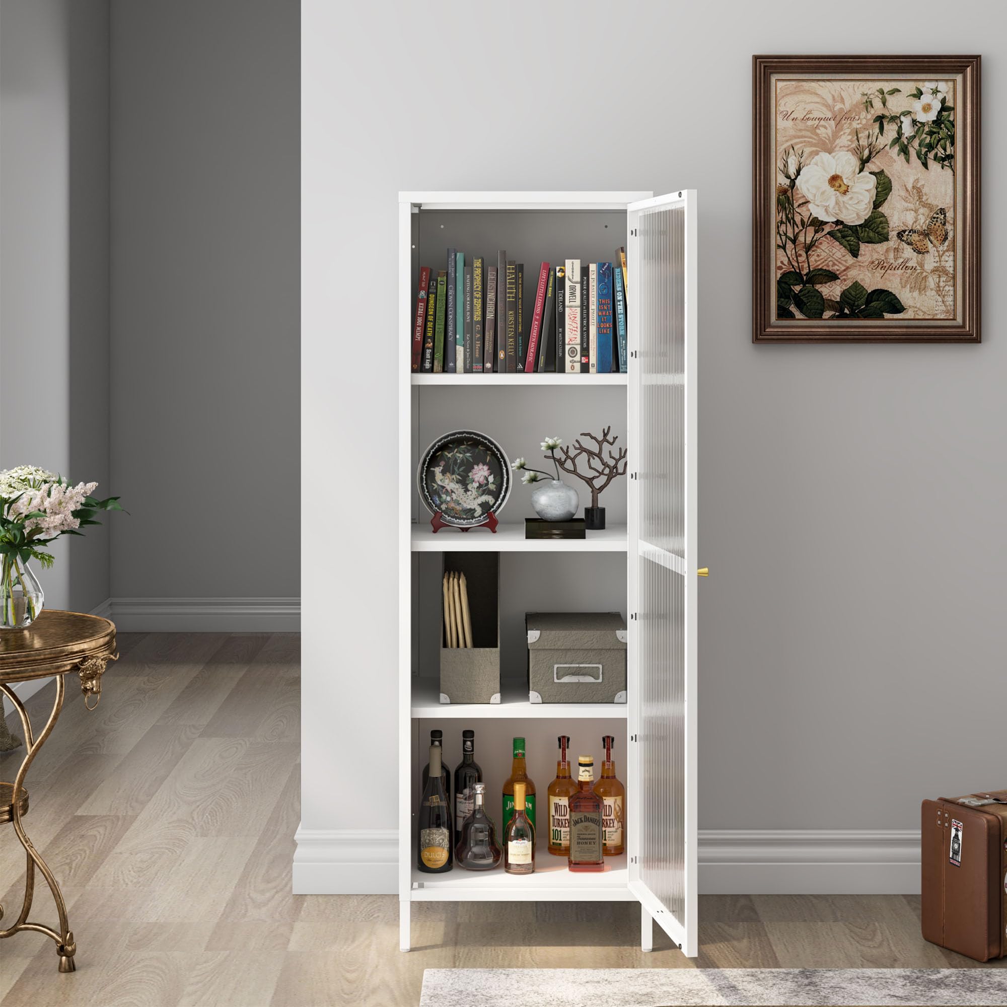 Sturdy Metal Storage Cabinet with 3 Adjustable Shelves - 59.06