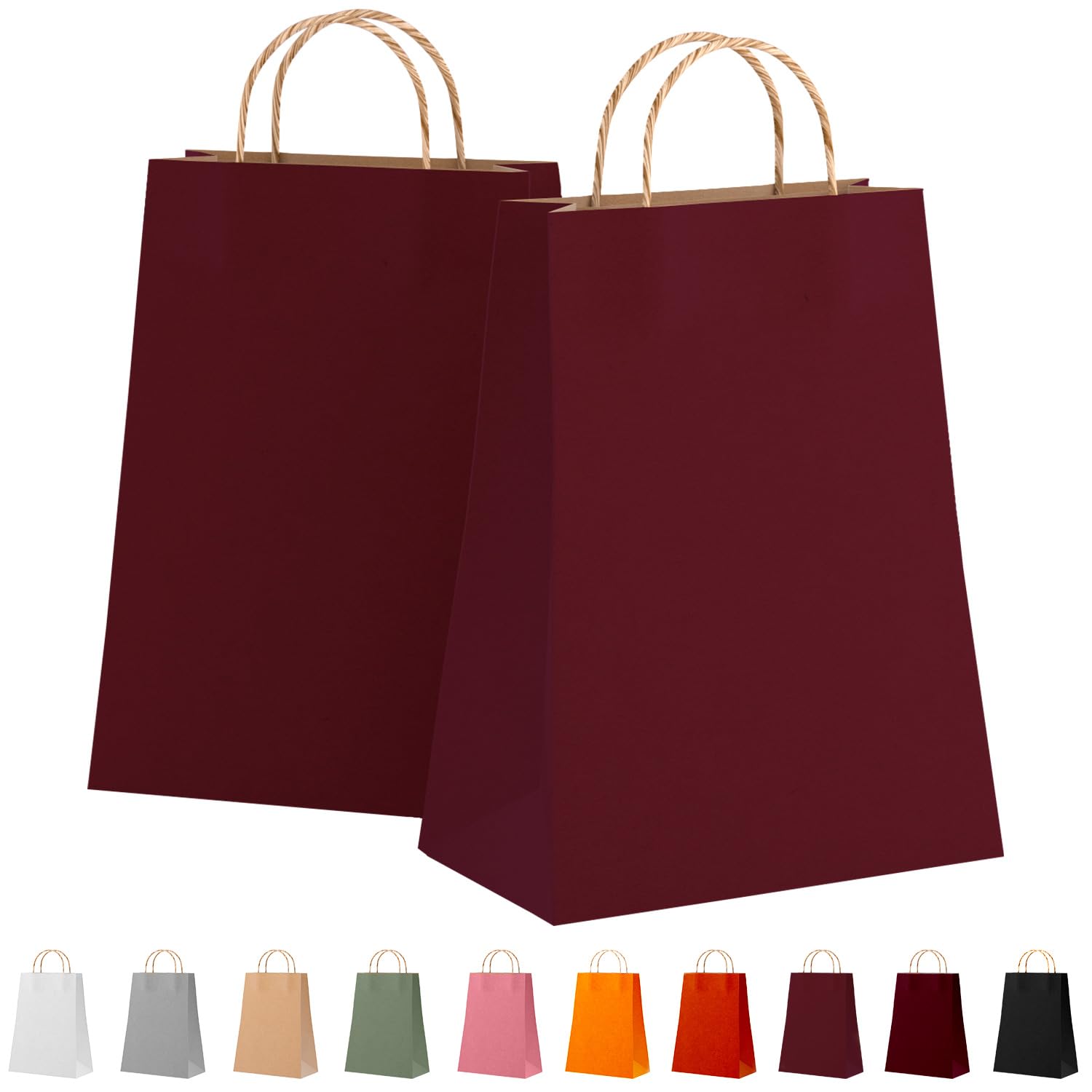 Eco-Friendly Kraft Paper Gift Bags with Rope Handles - 8x4.75x10.5 Inch (25 Pack) - 150 GSM Recyclable Shopping Bags for Wine, Christmas Presents & Retail Packaging | Perfect for Holiday Gifting, Boutique Shopping & Party Favors