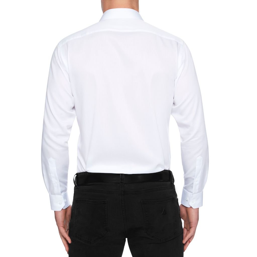 ABELARD Super Non-Iron Cotton Twill Shirt for Men - White - Comfortable Business Casual Shirt for Office, Travel & Formal Occasions
