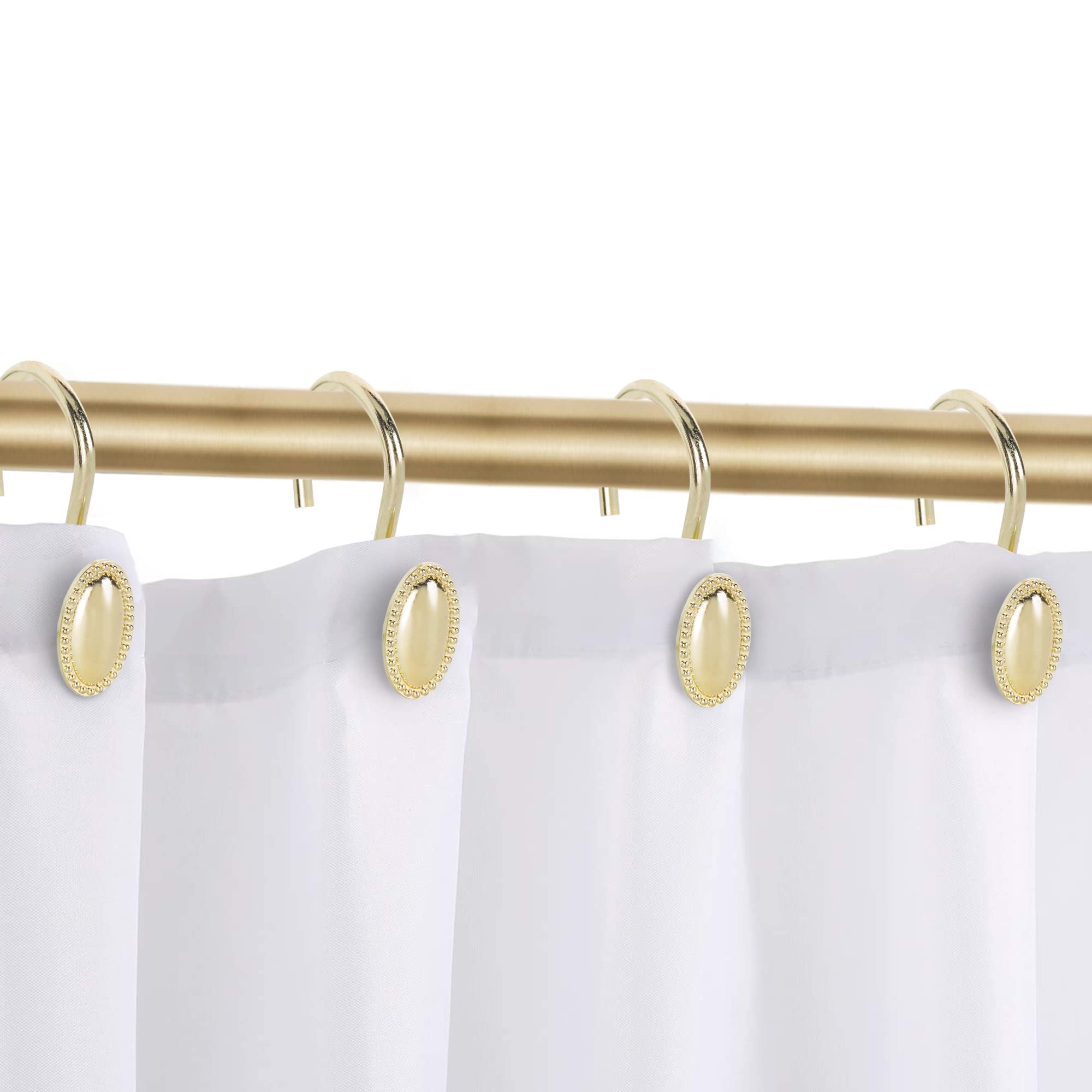 12-Pack Gold Shower Curtain Hooks - Rust-Resistant Heavy Duty Acrylic Rings for Bathroom Decor | Perfect for Luxury Bathrooms, Spa Retreats & Modern Home Upgrades