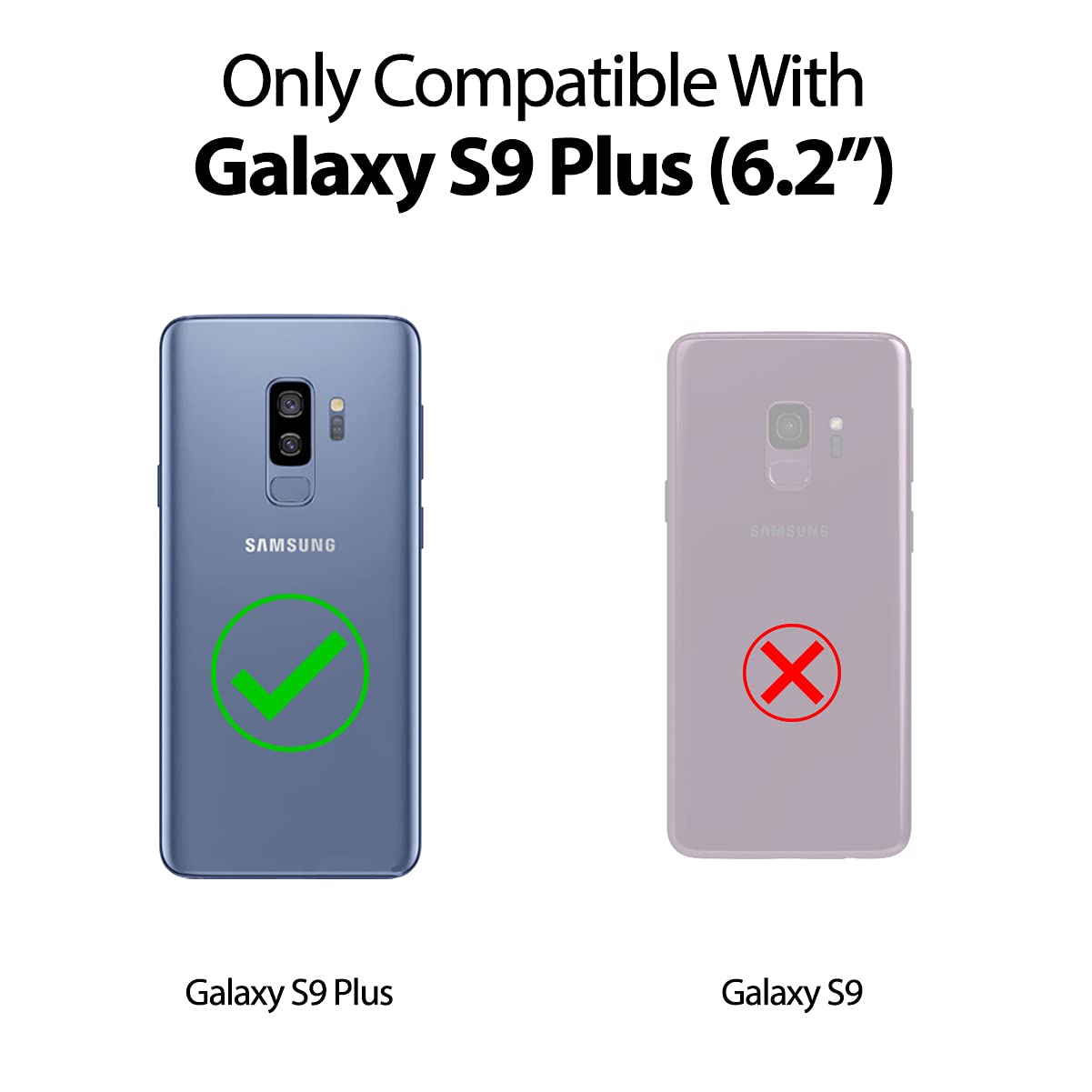 GOOSPERY Magnetic Wallet Case for Samsung Galaxy S9 Plus (2018) - Dual Layer Protective Bumper Cover with Hidden Mirror & Card Holder - Midnight Blue - Perfect for Work, Travel and Everyday Use