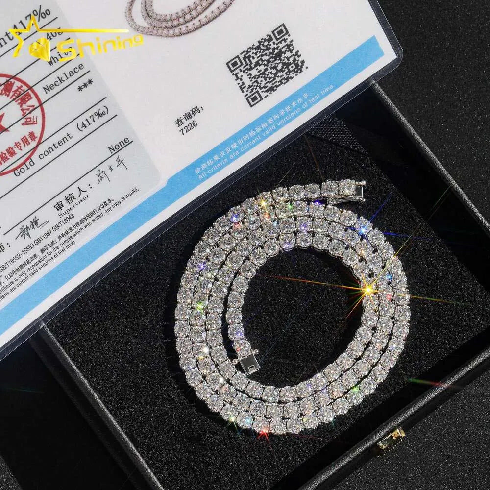 18K Gold Moissanite Cuban Link Chain Necklace for Men - Iced Out Tennis Chain Jewelry - Perfect for Hip Hop Fashion, Gifts & Special Occasions