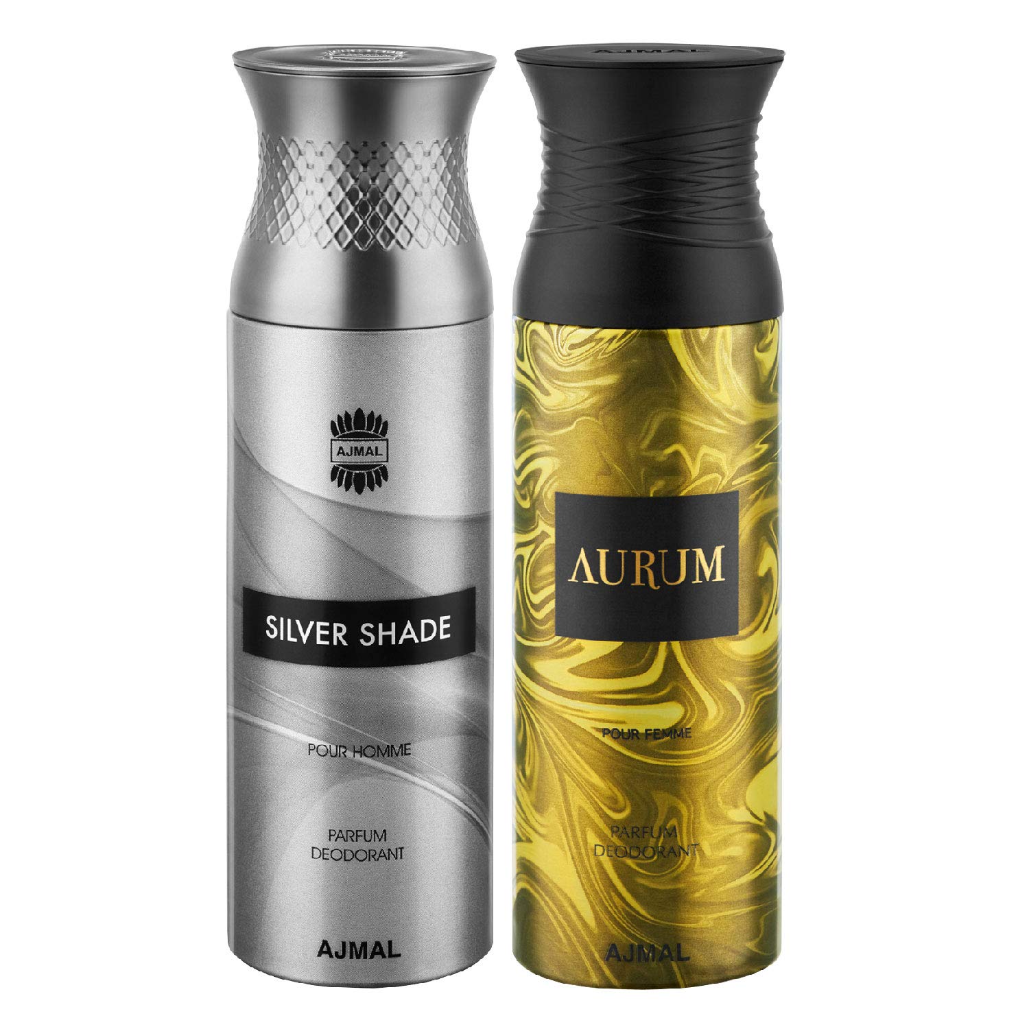 Ajmal SilverShade & Aurum Deodorant Set for Men & Women - 200ml (Pack of 2) | Long-Lasting Fragrance Gift Set for Daily Use, Office & Special Occasions