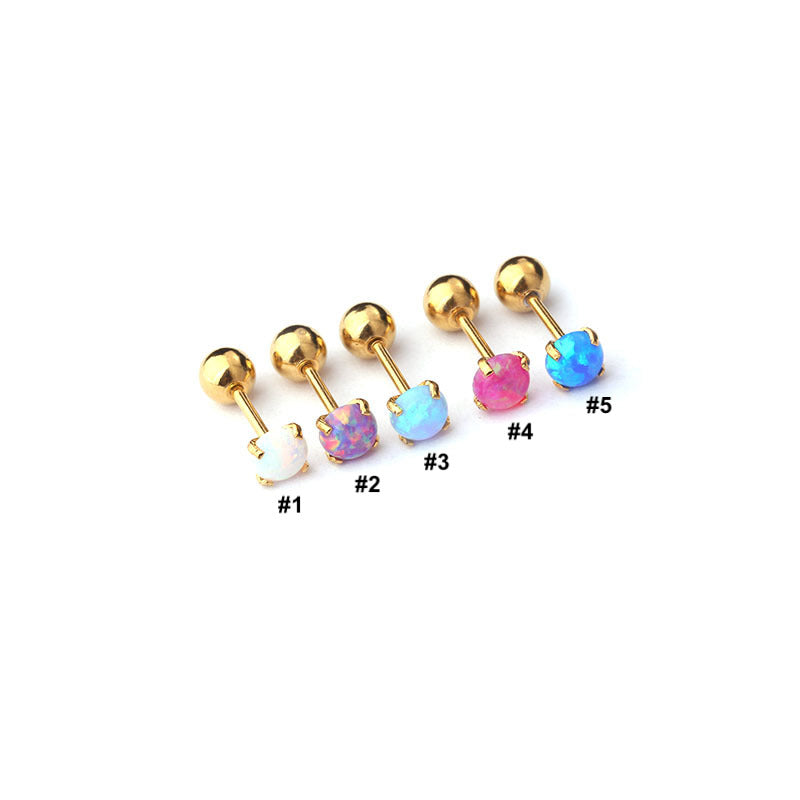 20G Cartilage Tiny Stud Earrings - Flat Back Opal Earrings for Women | HSPJ370 | Perfect for Daily Wear, Gifts & Special Occasions