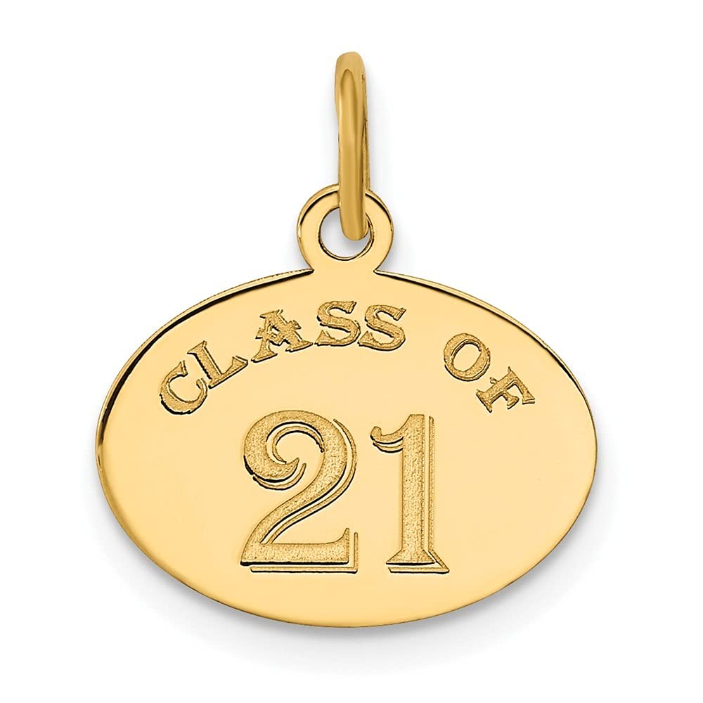 14K Gold Oval Class of 2021 Charm Pendant Necklace - Elegant Graduation Gift for Women - Perfect for Commencement, Anniversary & Special Occasions
