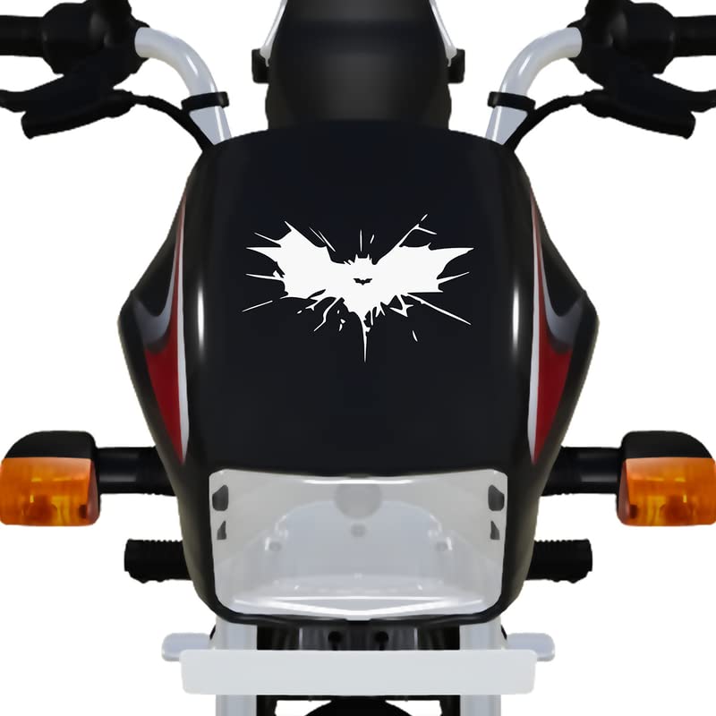 Batman Bike Sticker for Racing Bikes, Sports Bikes, Scooters & Motorcycles - White Vinyl Decal (6x6 Inch) - Waterproof & Durable - Perfect for Helmets, Laptops & Motorcycle Accessories
