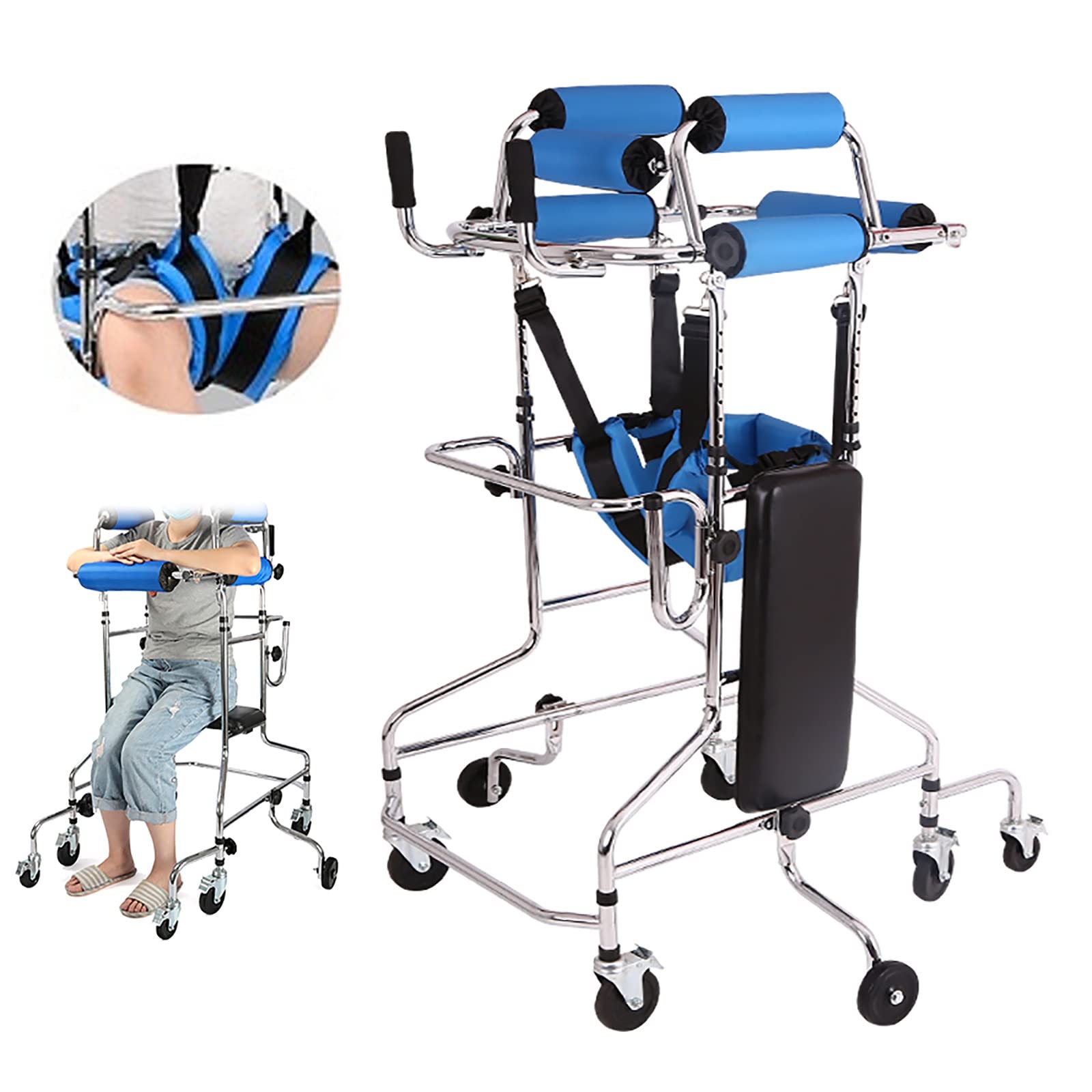 **Adult & Pediatric Walkers for Seniors and Children - Adjustable Height (4.9-6ft) Mobility Aid for Stroke Rehabilitation, Cerebral Palsy & Hemiplegia - Ideal for Home Use, Therapy & Daily Support (Men's Color Option)**