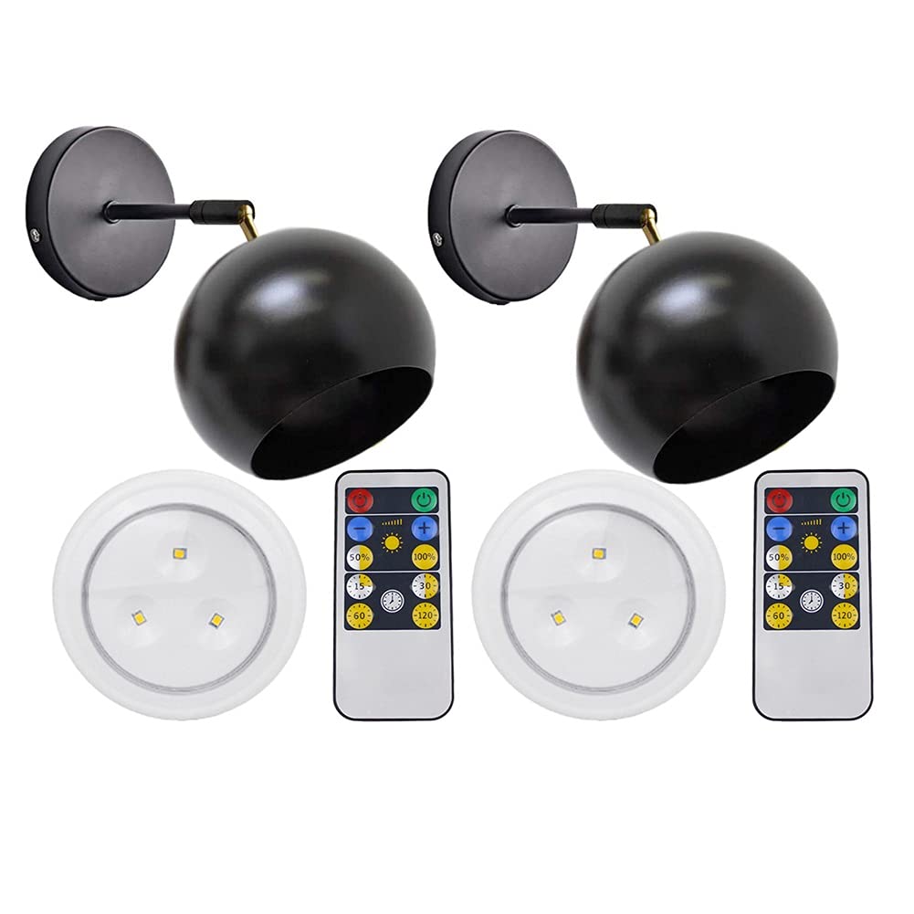 2-Light Modern Battery Operated Wall Sconces with Remote Control - No Wiring Needed, Classic Indoor Wall Lighting Fixture for Living Room, Bedroom, Restaurant, Loft & Staircase - Easy Installation, Elegant Home Decor