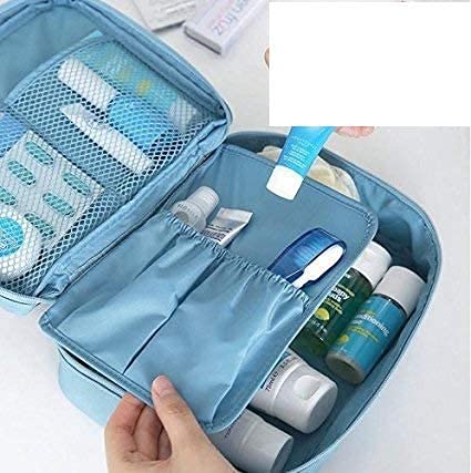 Foldable Travel Toiletry Bag - Waterproof Cosmetic Makeup Organizer Pouch with Carry Handle for Women & Men (Multi Colors) | Perfect for Vacation, Gym, Camping & Business Trips
