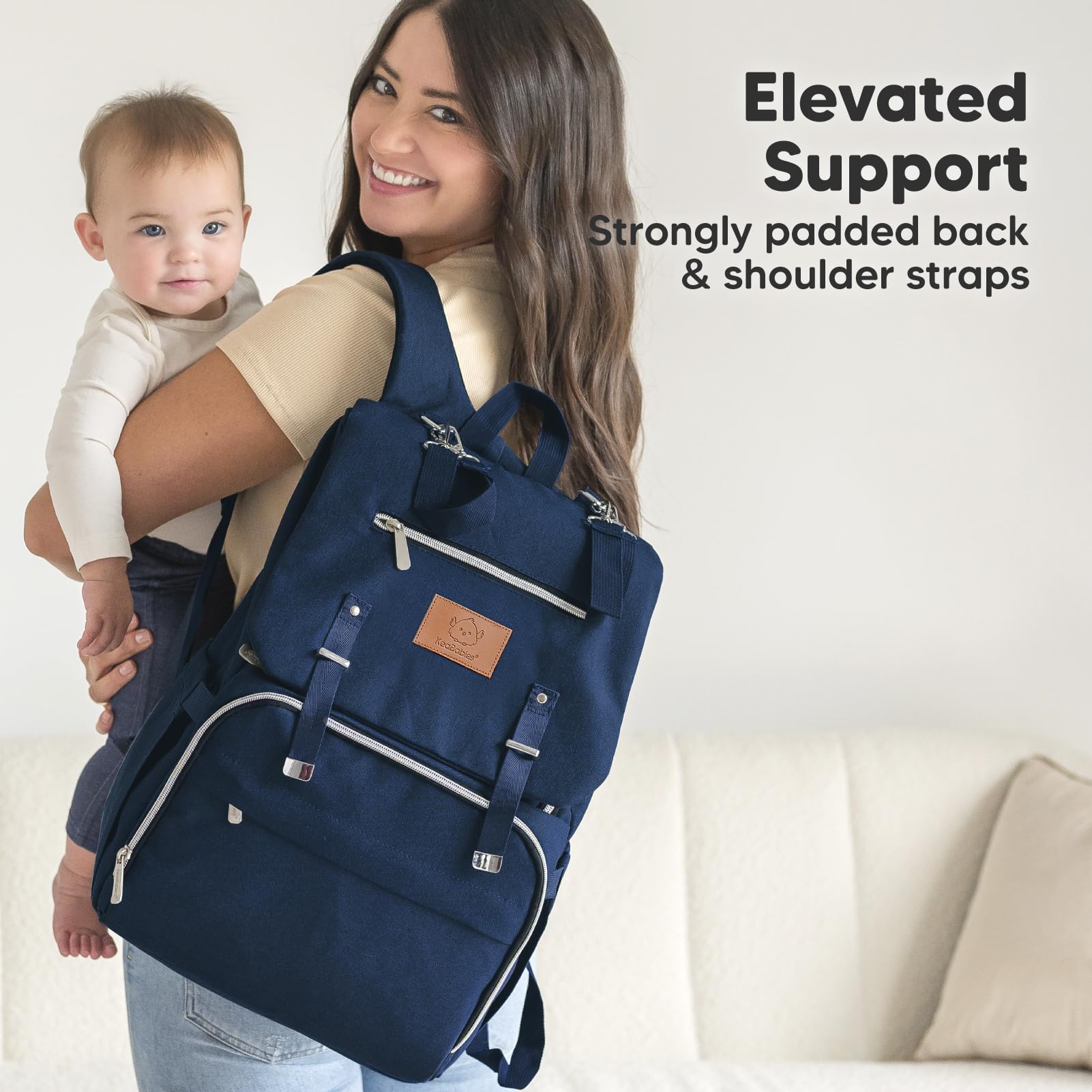 KeaBabies Baby Diaper Backpack - Large Waterproof Diaper Bag for Boys & Girls, Travel Backpack with Changing Pad (Navy Blue) | Perfect for Daycare, Travel & On-the-Go Parents
