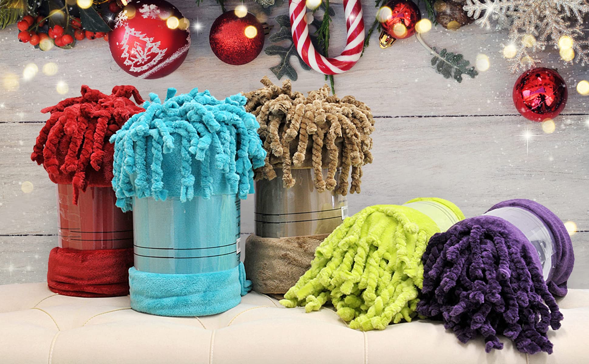 Cozy Flannel Fleece Throw Blanket with Braided Rope Fringe Tassels - Ultra Soft Plush Warm Blanket for Couch, Sofa, Bed & Chair - 50x60 Inch Blue Home Decor - Perfect for Lounging, Movie Nights & Winter Comfort