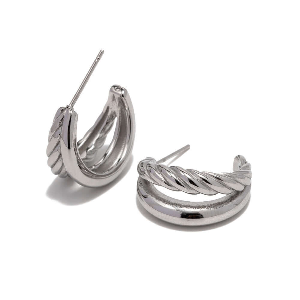 18K Gold Plated Braided Twist C Hoop Earrings for Women - Elegant Dangle Drop Earrings for Party, Wedding & Everyday Wear | JDE311